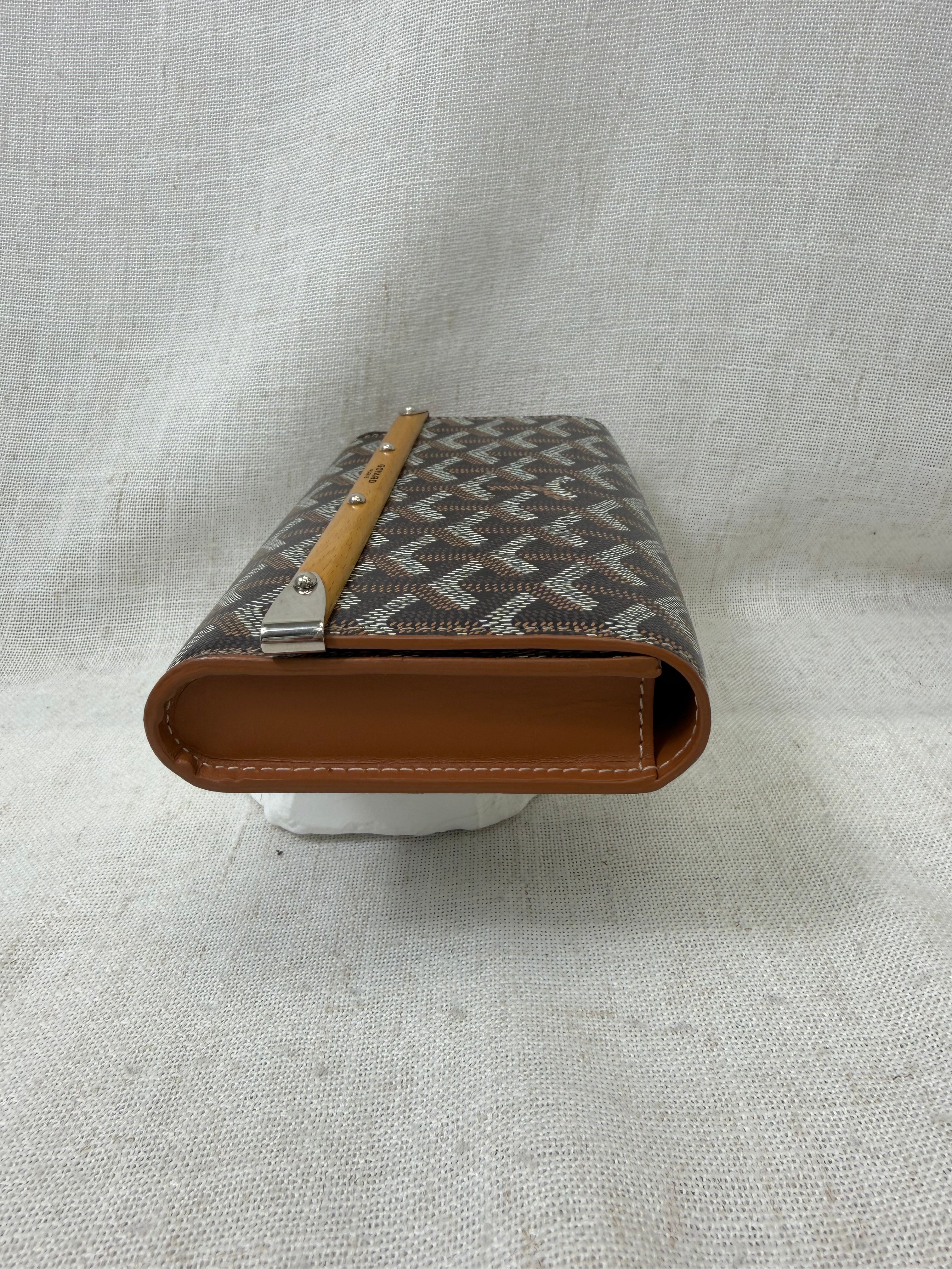 Goyard Black Goyardine Leather Monte Carlo Bois Clutch