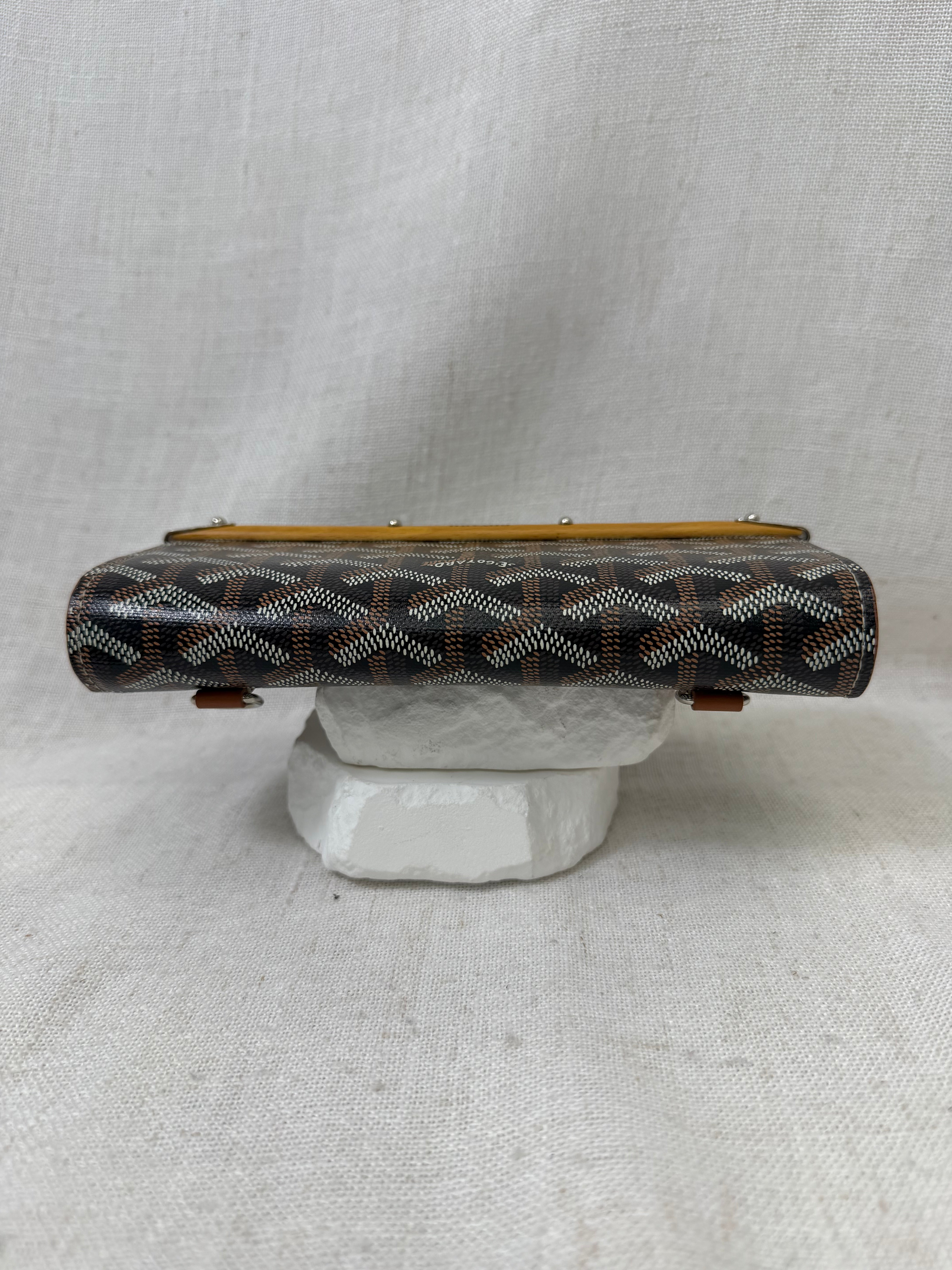 Goyard Black Goyardine Leather Monte Carlo Bois Clutch