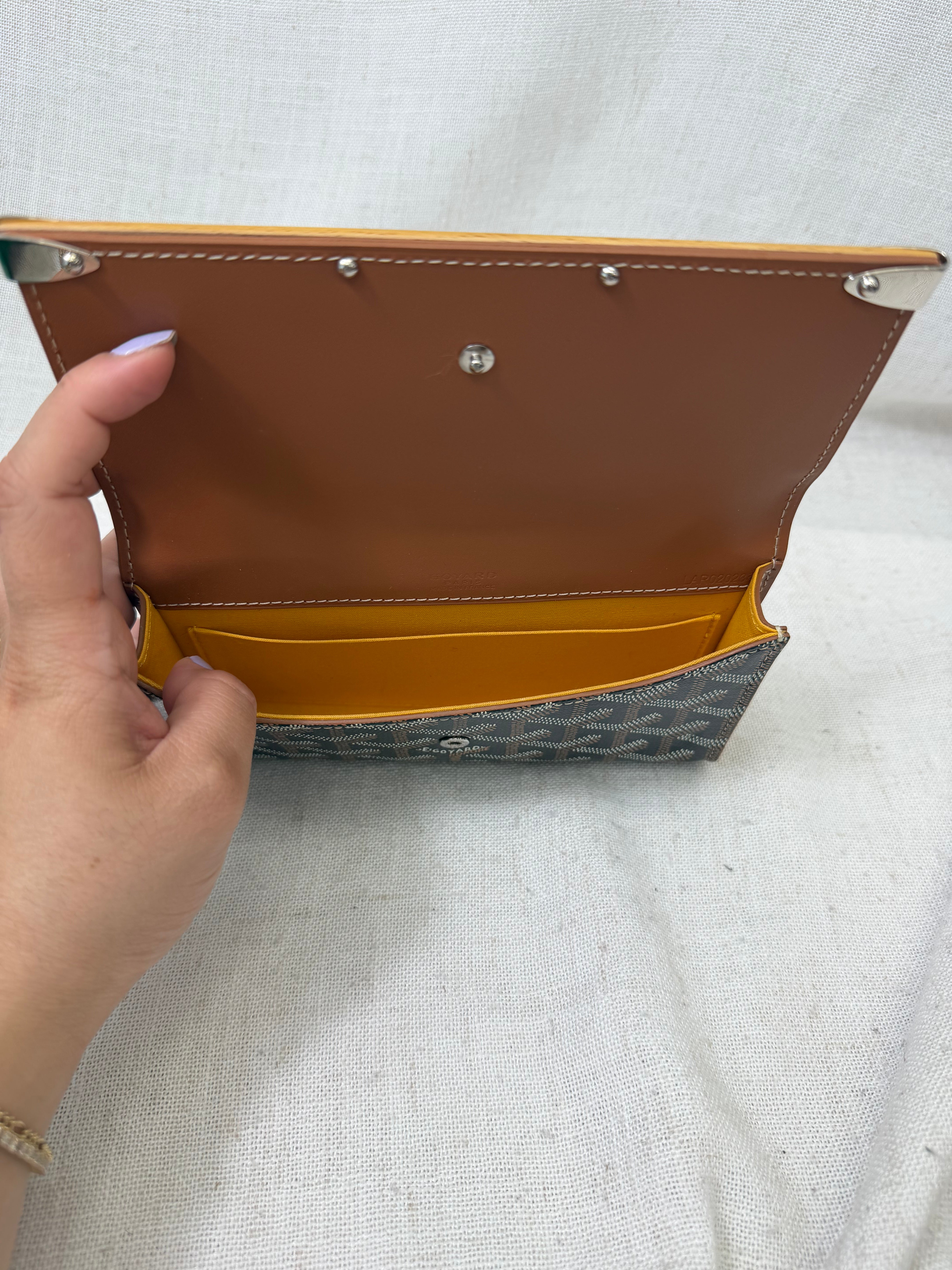 Goyard Black Goyardine Leather Monte Carlo Bois Clutch