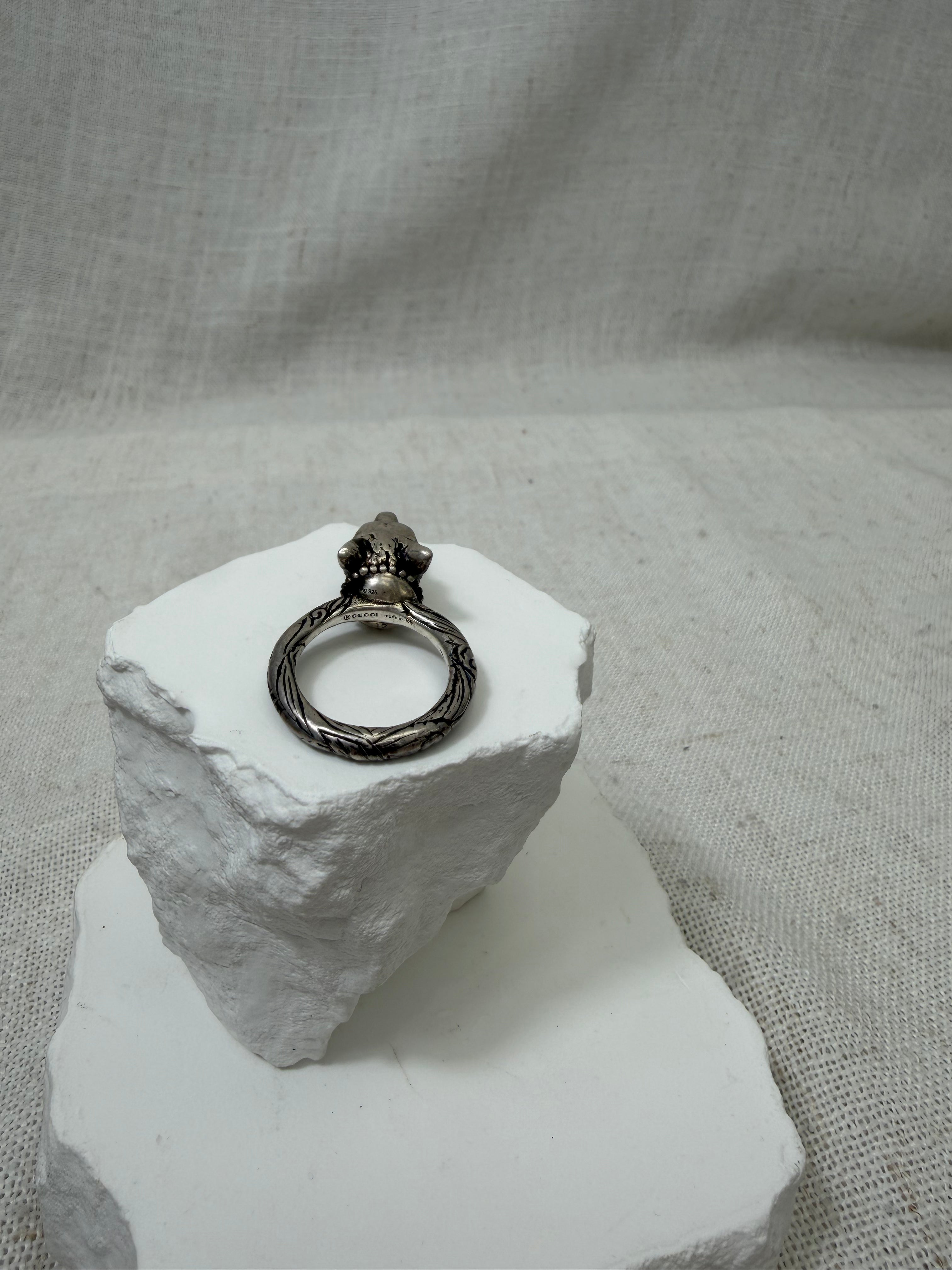 Gucci Sterling Silver Anger Forest Wolf Ring Size 6