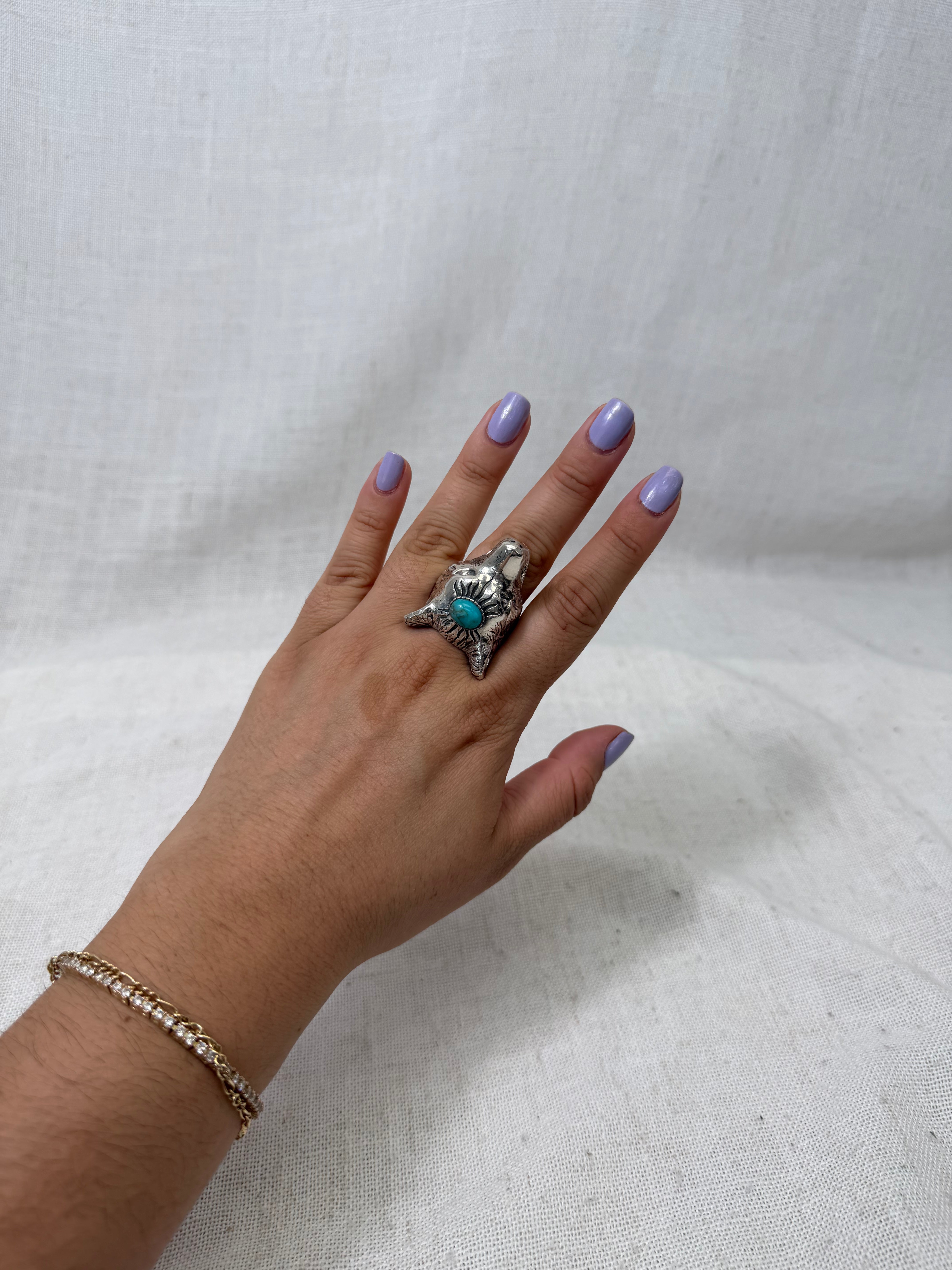 Gucci Sterling Silver Anger Forest Wolf Head Ring Size 8.5