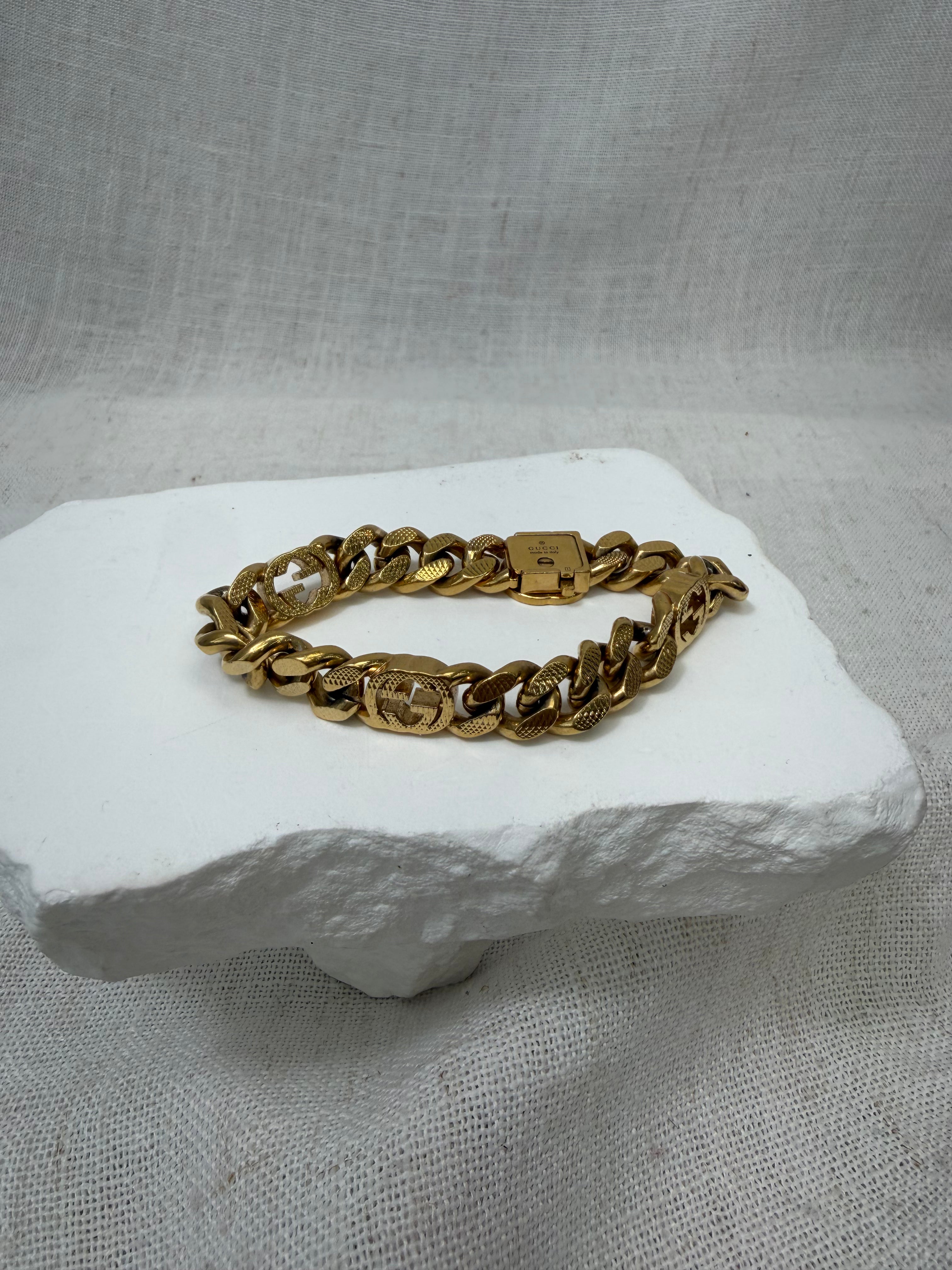 Gucci Gold Tone Interlocking G Chain Bracelet
