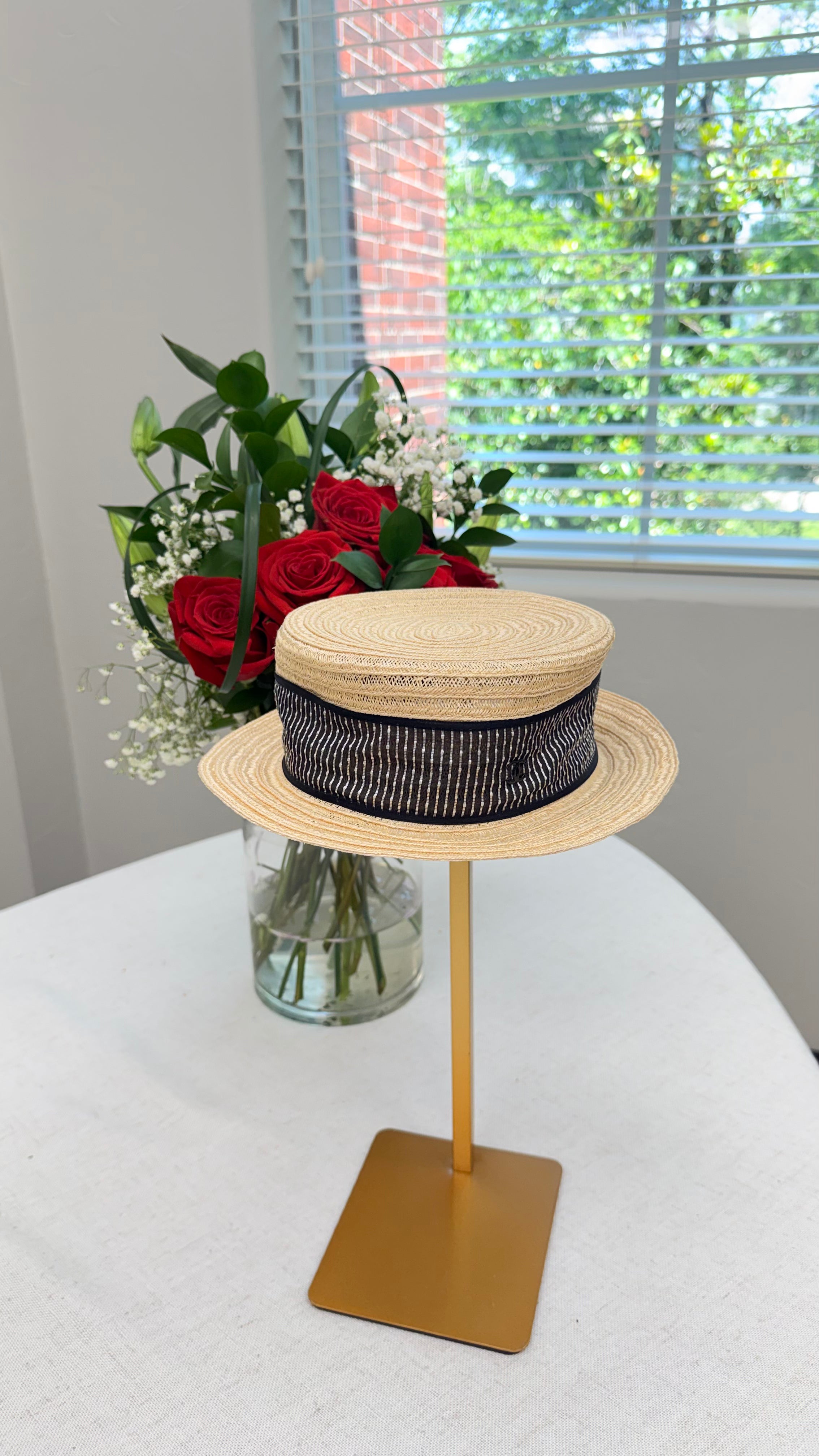 Chanel Tan Straw Boater Hat