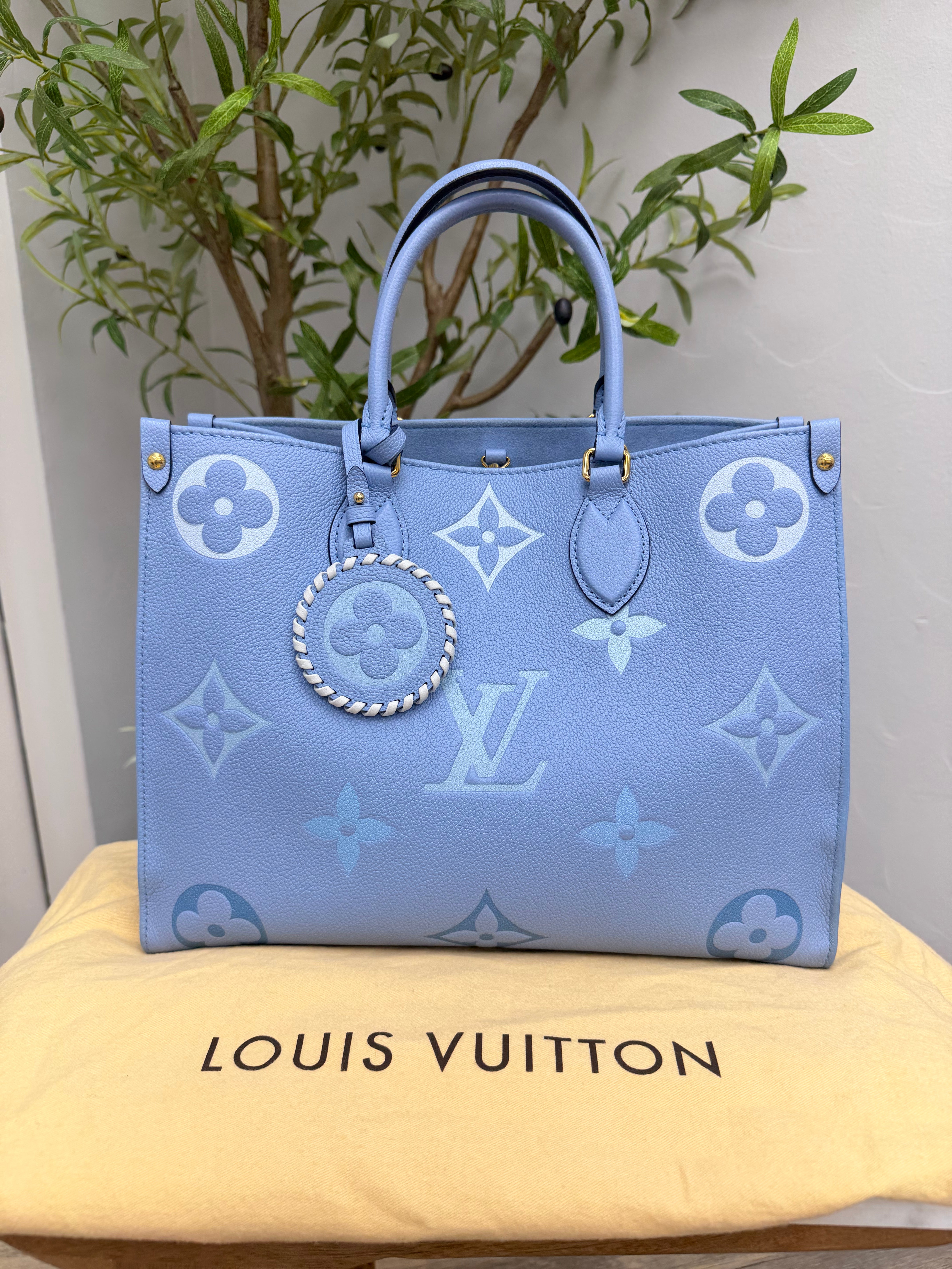 LIKE NEW - Louis Vuitton Blue Empreinte Leather By The Pool On The Go MM