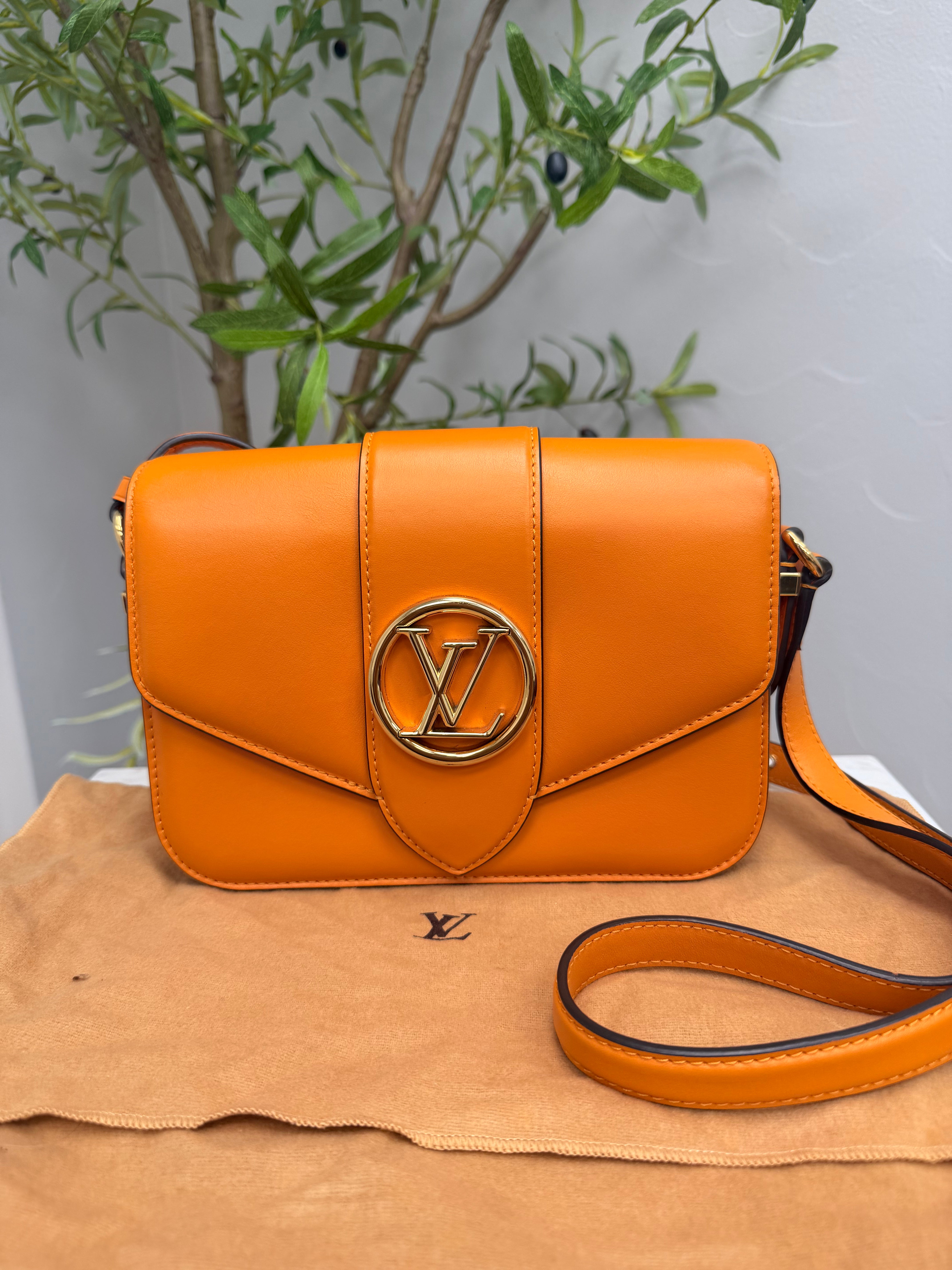 Louis Vuitton Orange Leather Pont 9 Crossbody Bag