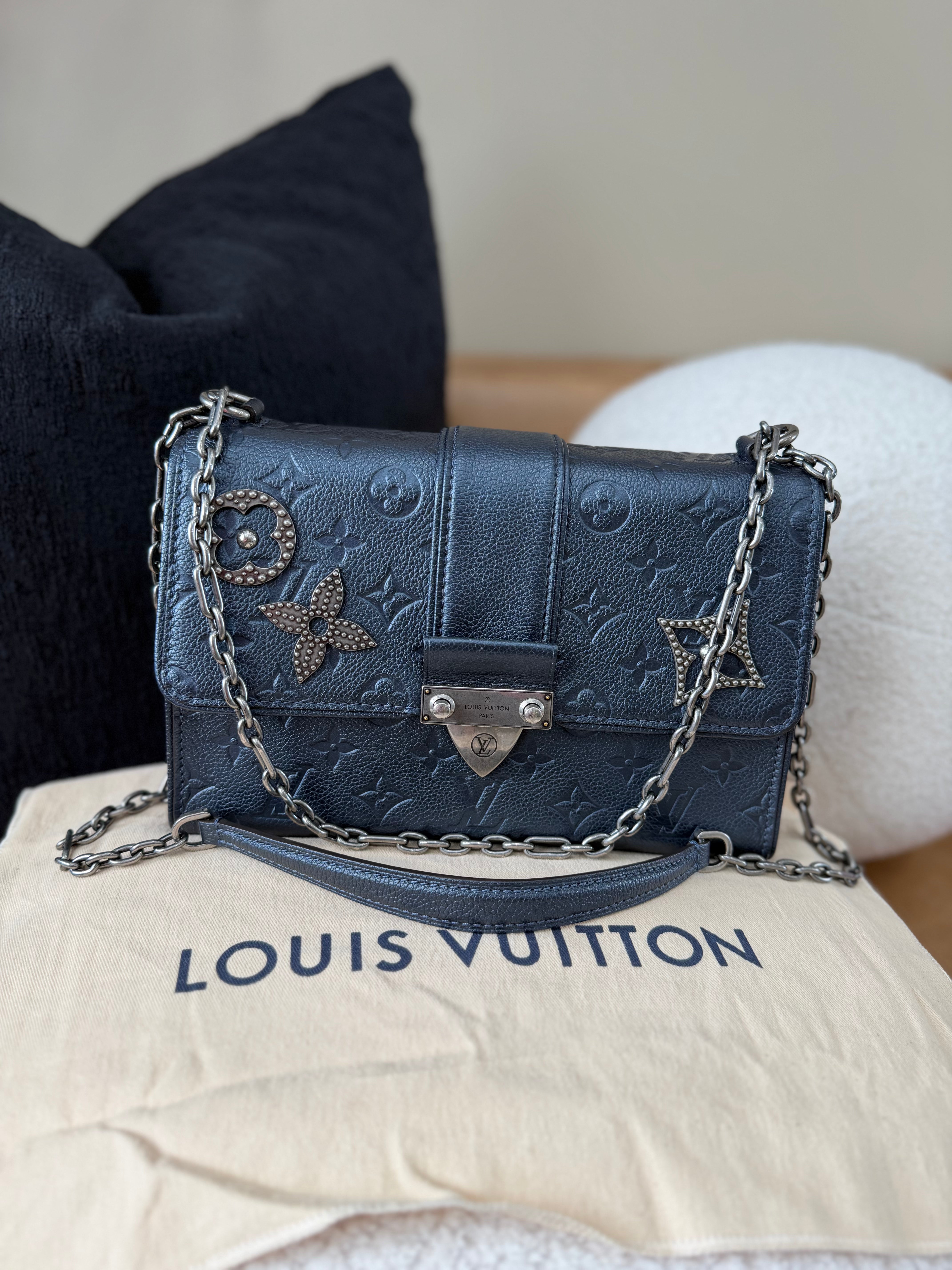 Louis Vuitton Metallic Indigo Blu Empreinte Leather Pins Saint Sulpice PM