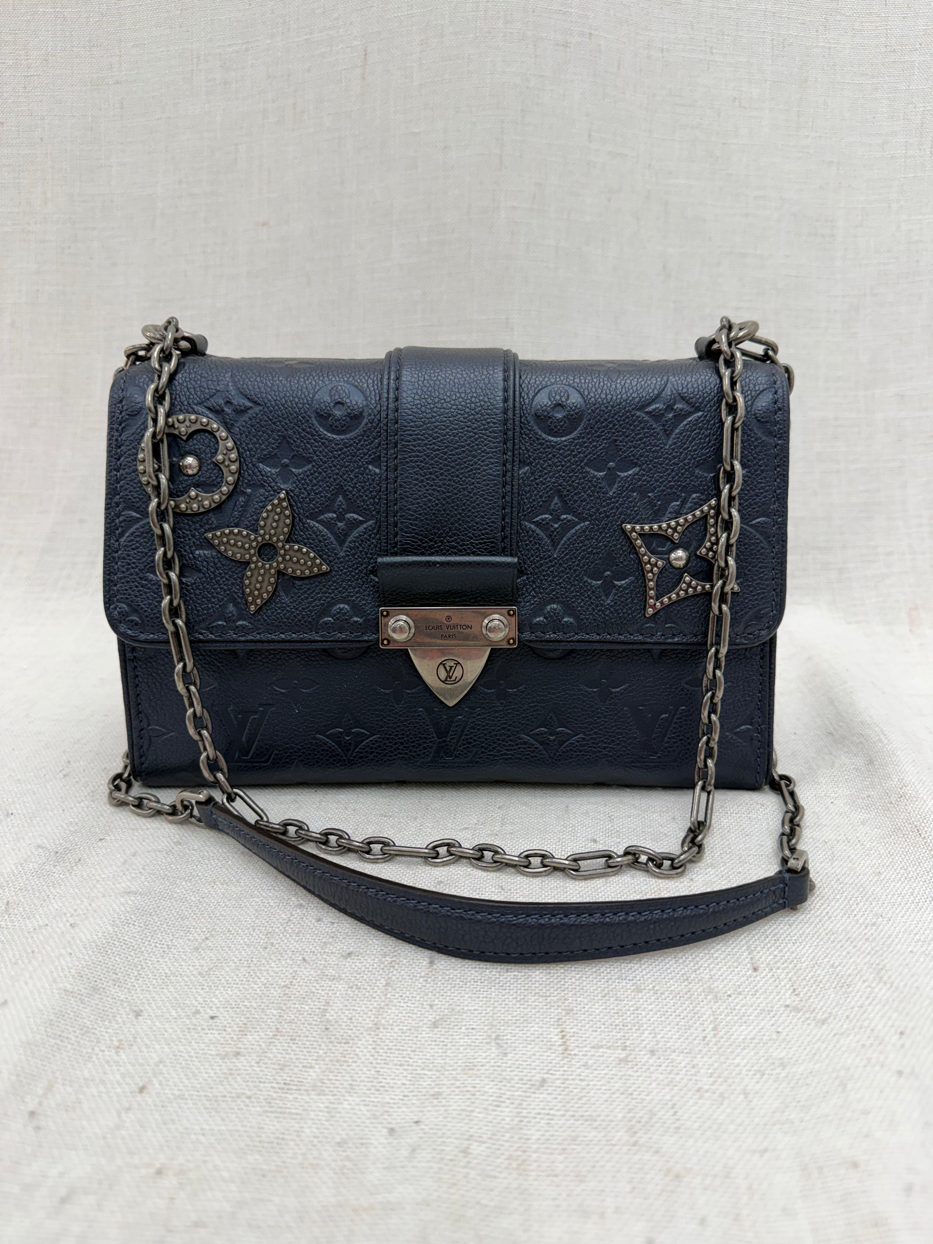 Louis Vuitton Metallic Indigo Blu Empreinte Leather Pins Saint Sulpice PM