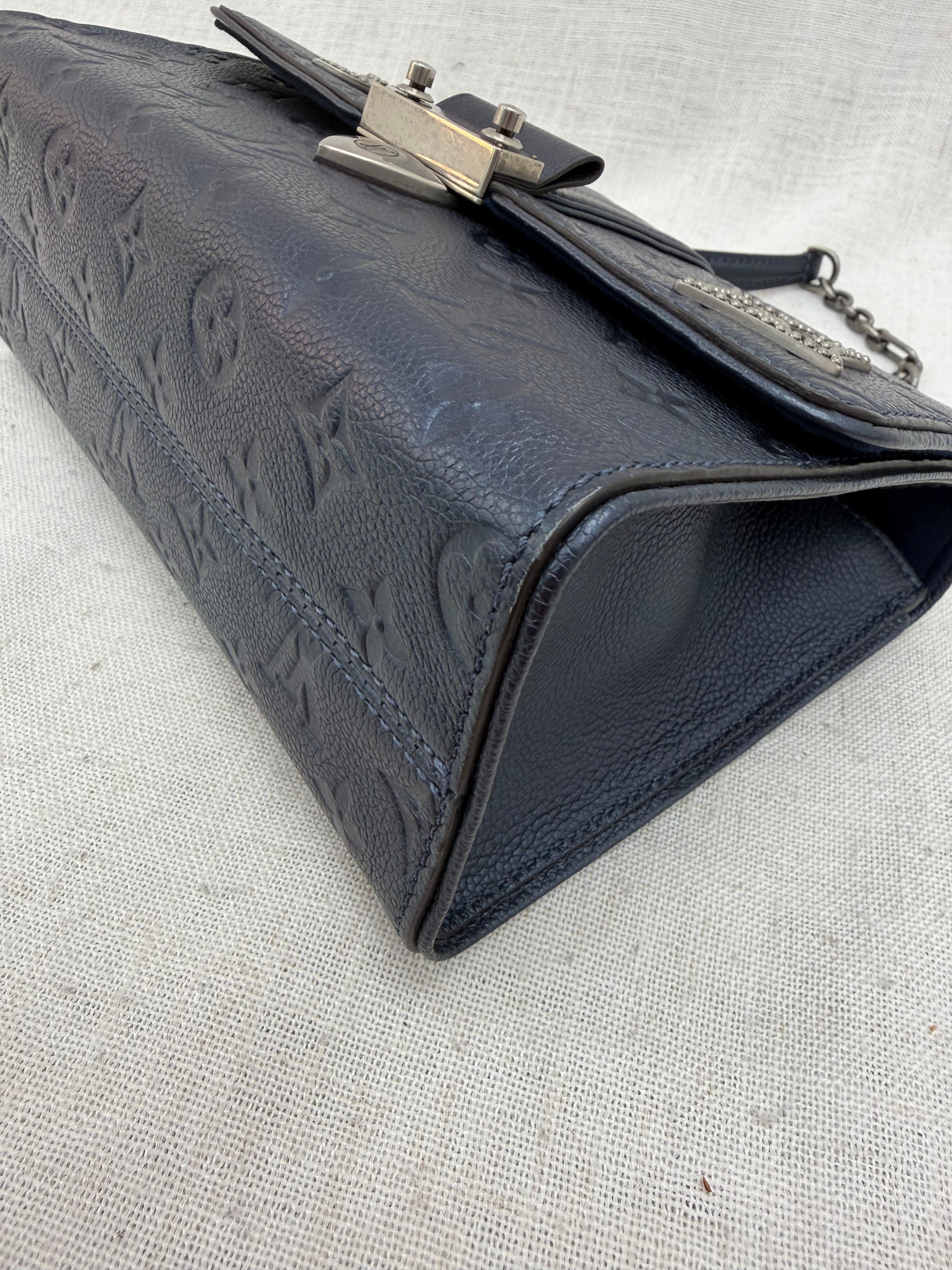 Louis Vuitton Metallic Indigo Blu Empreinte Leather Pins Saint Sulpice PM