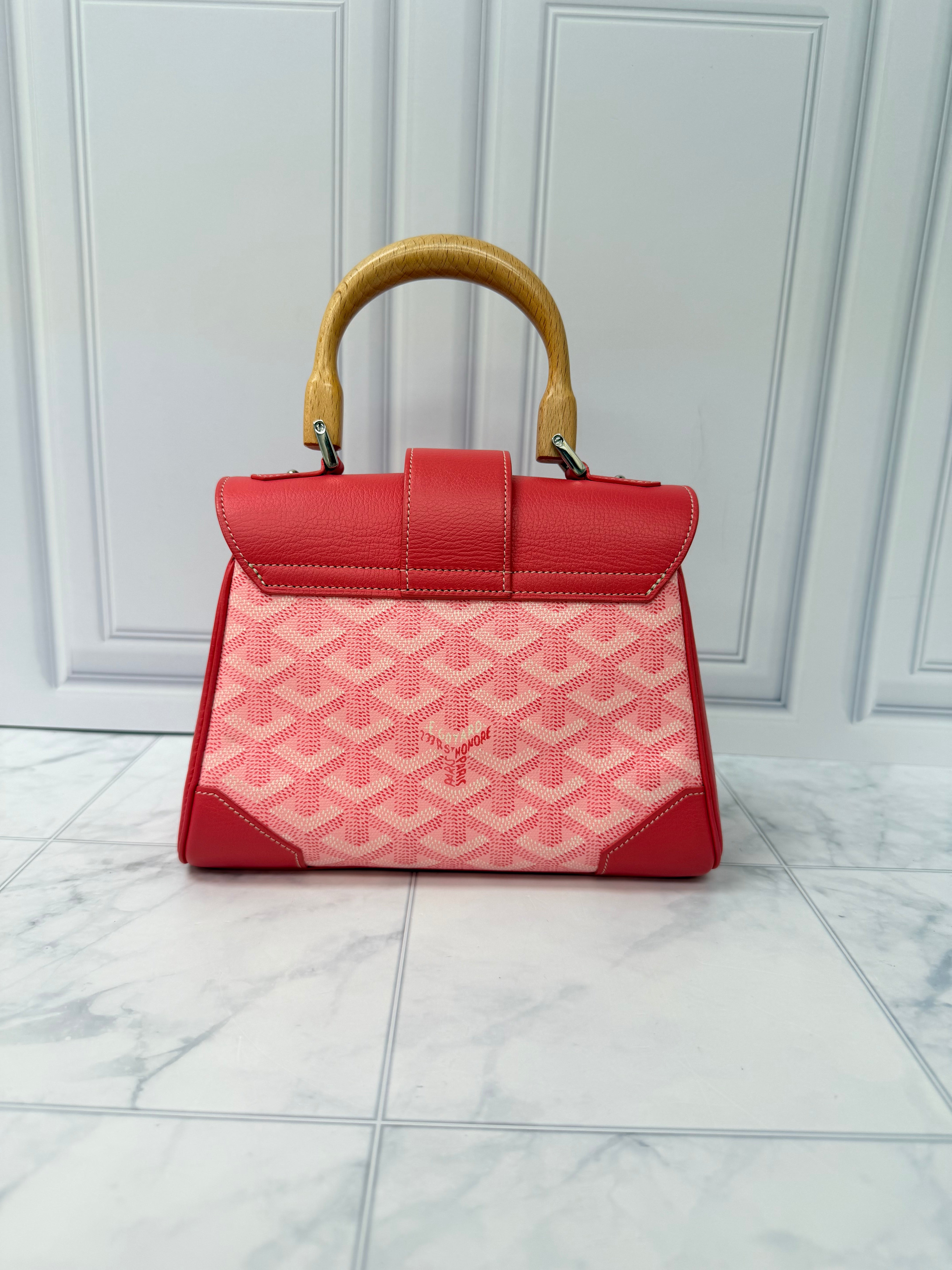 BRAND NEW - Goyard Pink Goyardine And Leather Saigon Mini Top Handle Bag