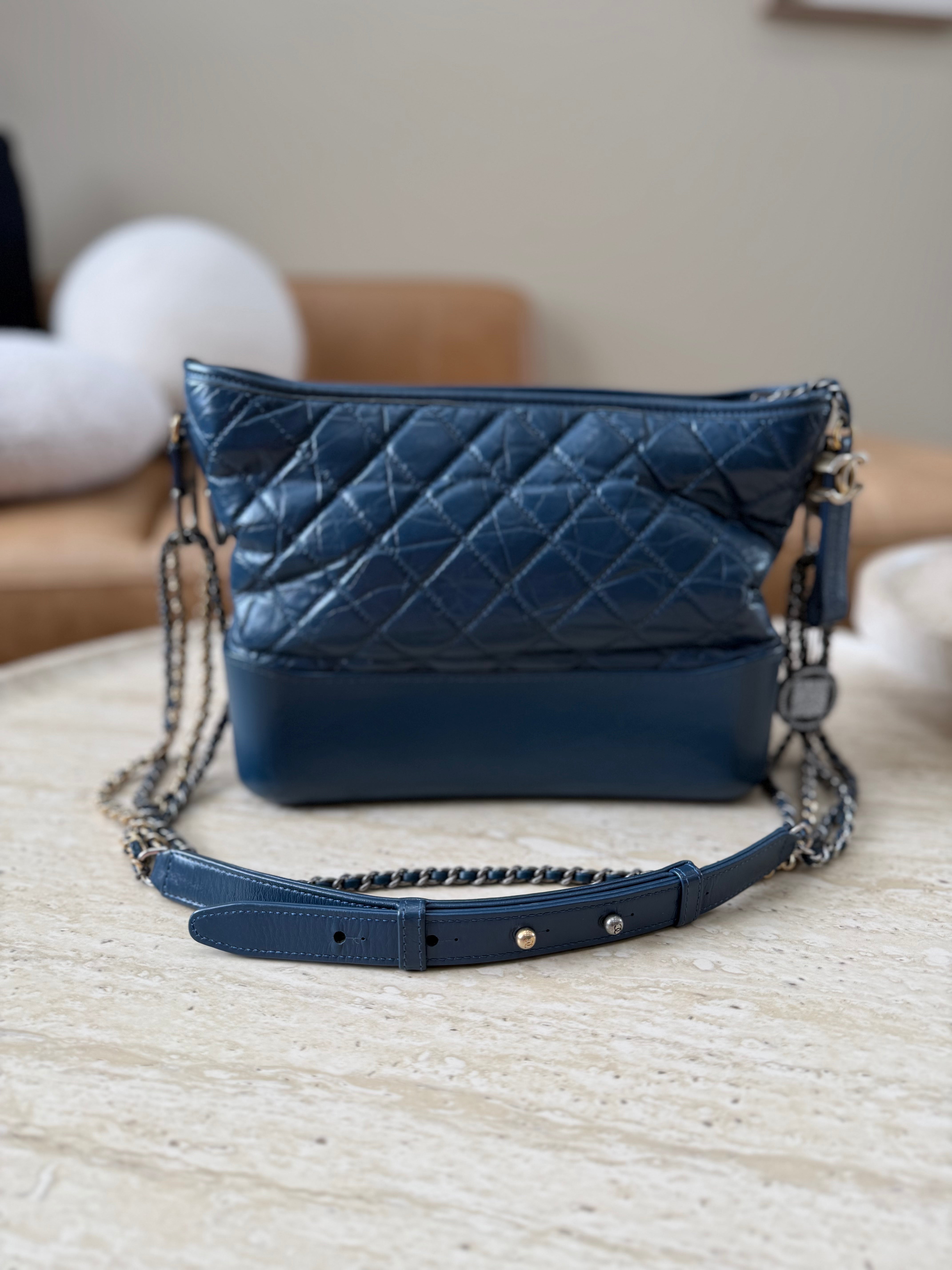 Chanel Navy Blue Quilted Lambskin Large Gabrielle Hobo Bag