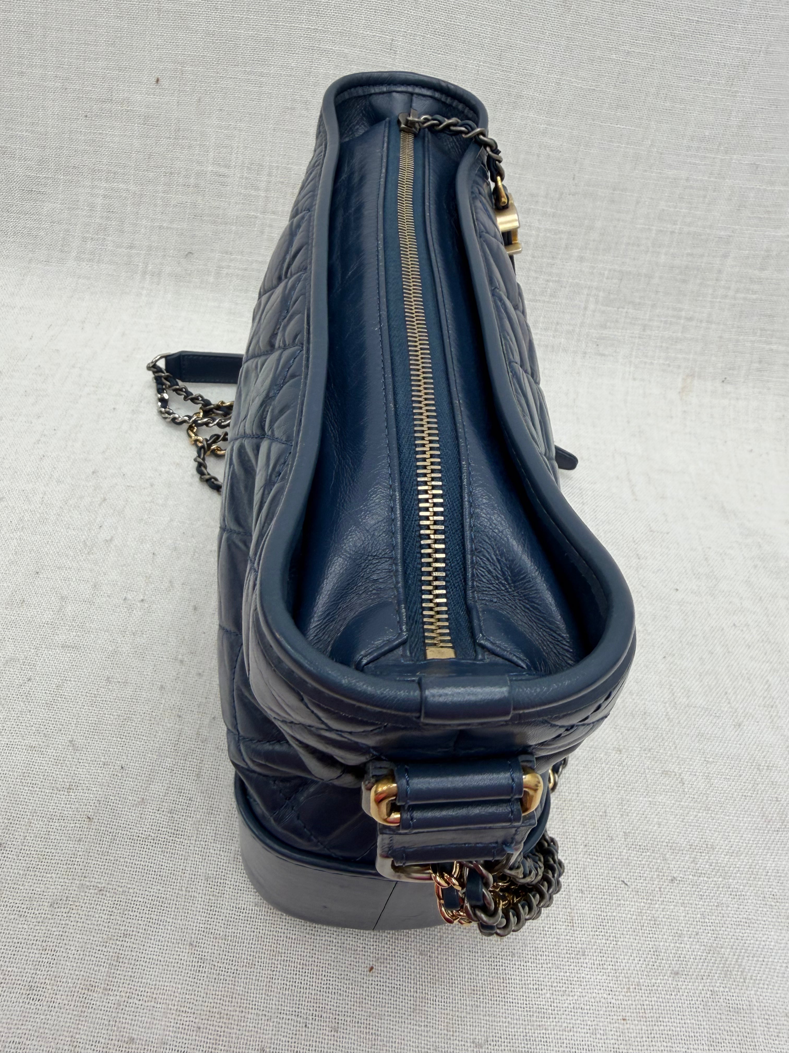 Chanel Navy Blue Quilted Lambskin Large Gabrielle Hobo Bag