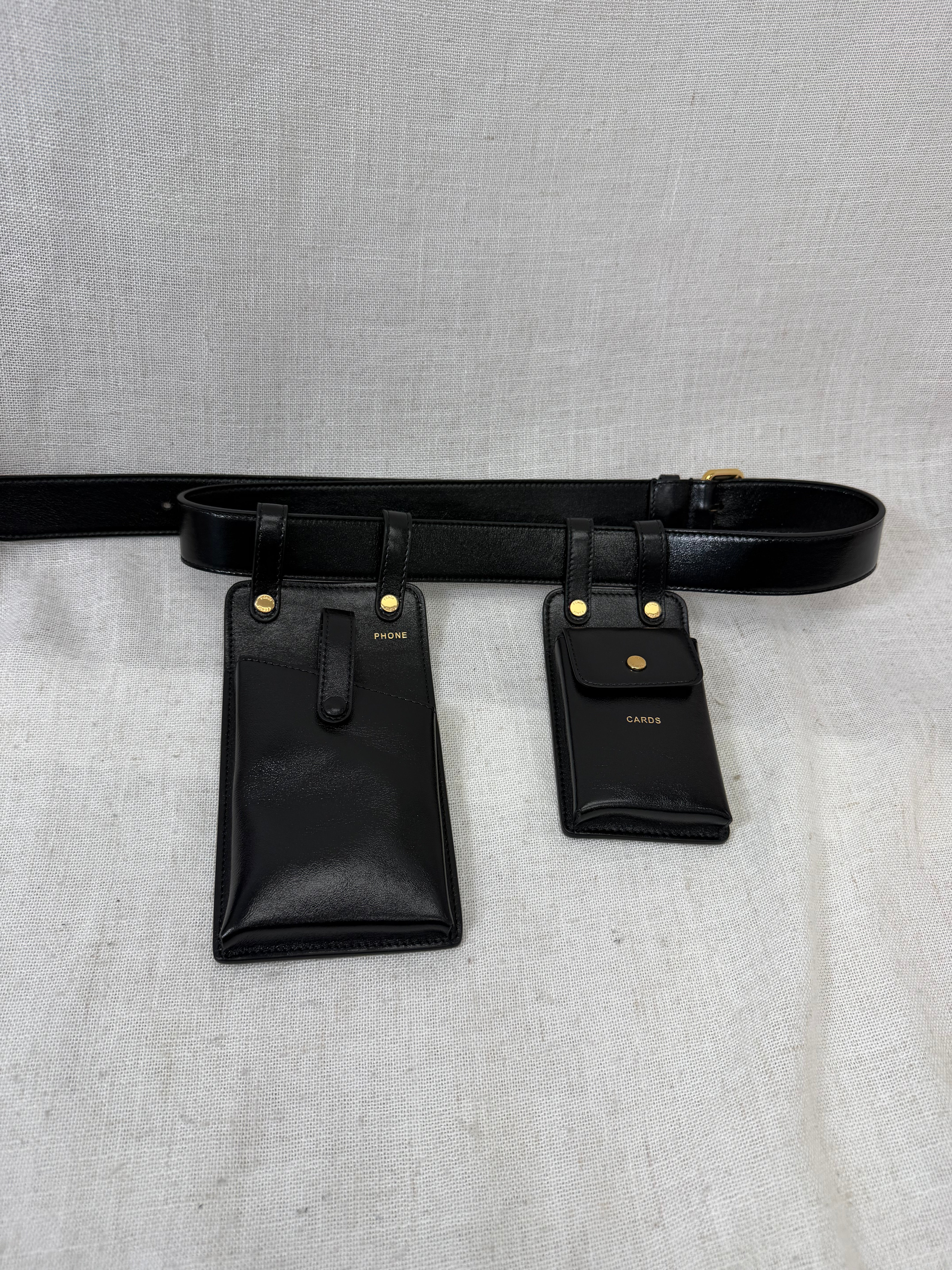 Fendi Black Vitello Leather Uniform Utility Belt Pouch
