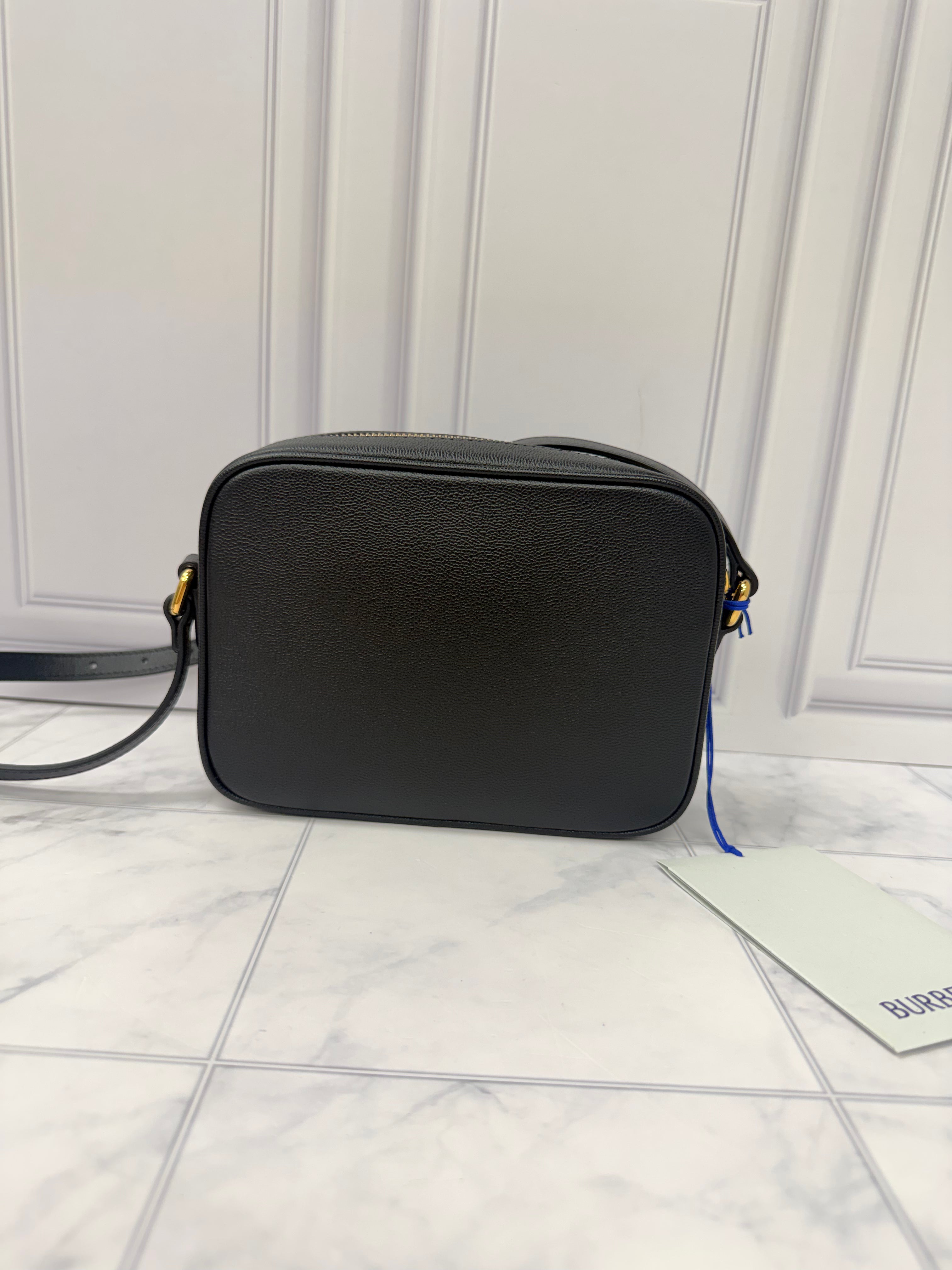 BRAND NEW - Burberry Black Grained Leather Camera Bag