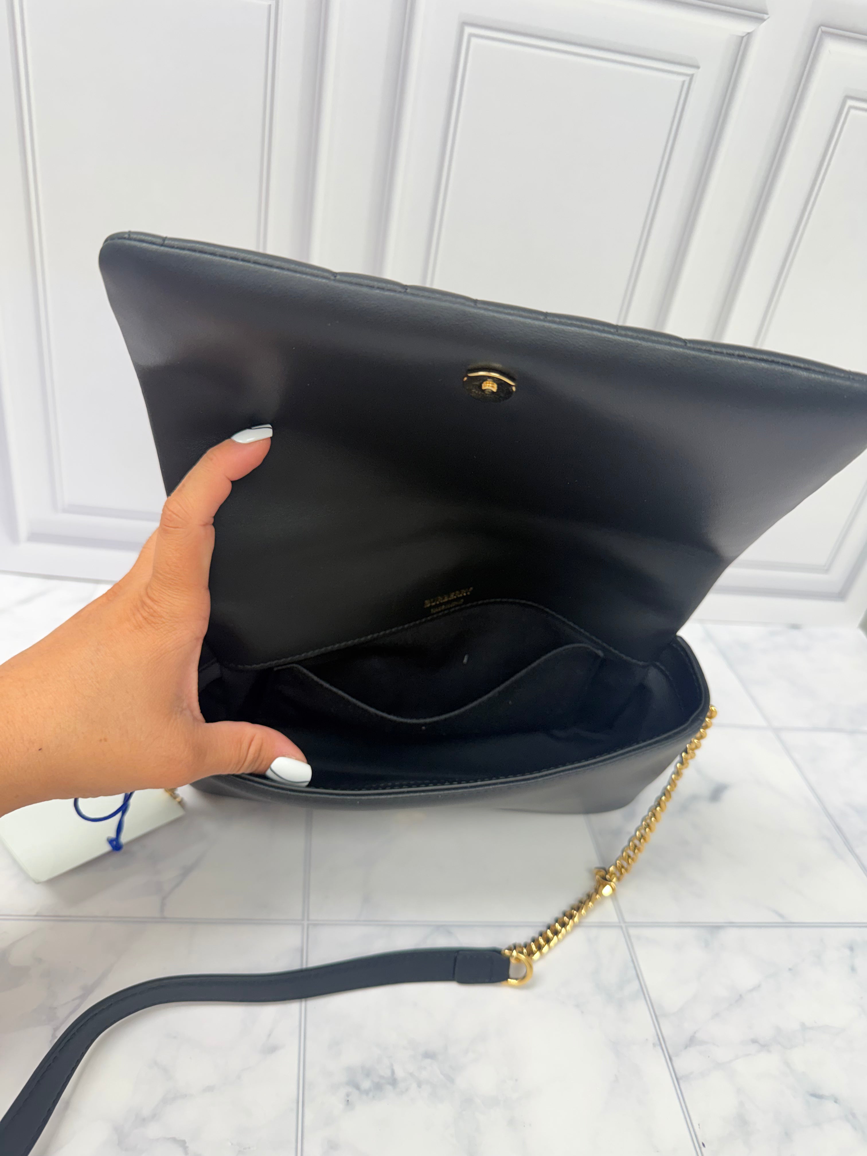 BRAND NEW - Burberry Black Quilted Leather Chain Shoulder Bag