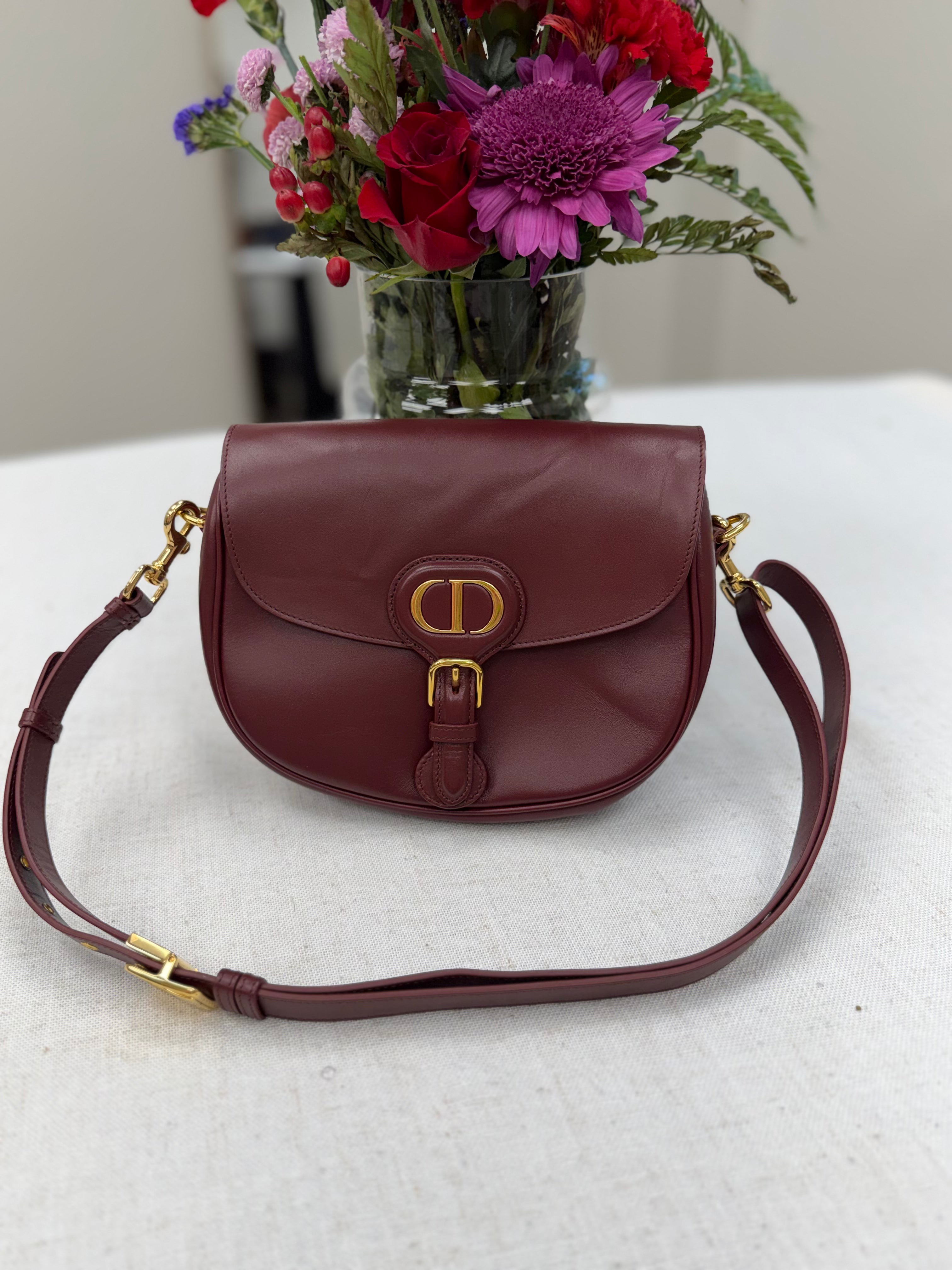 Christian Dior Burgundy Leather Bobby Medium Bag