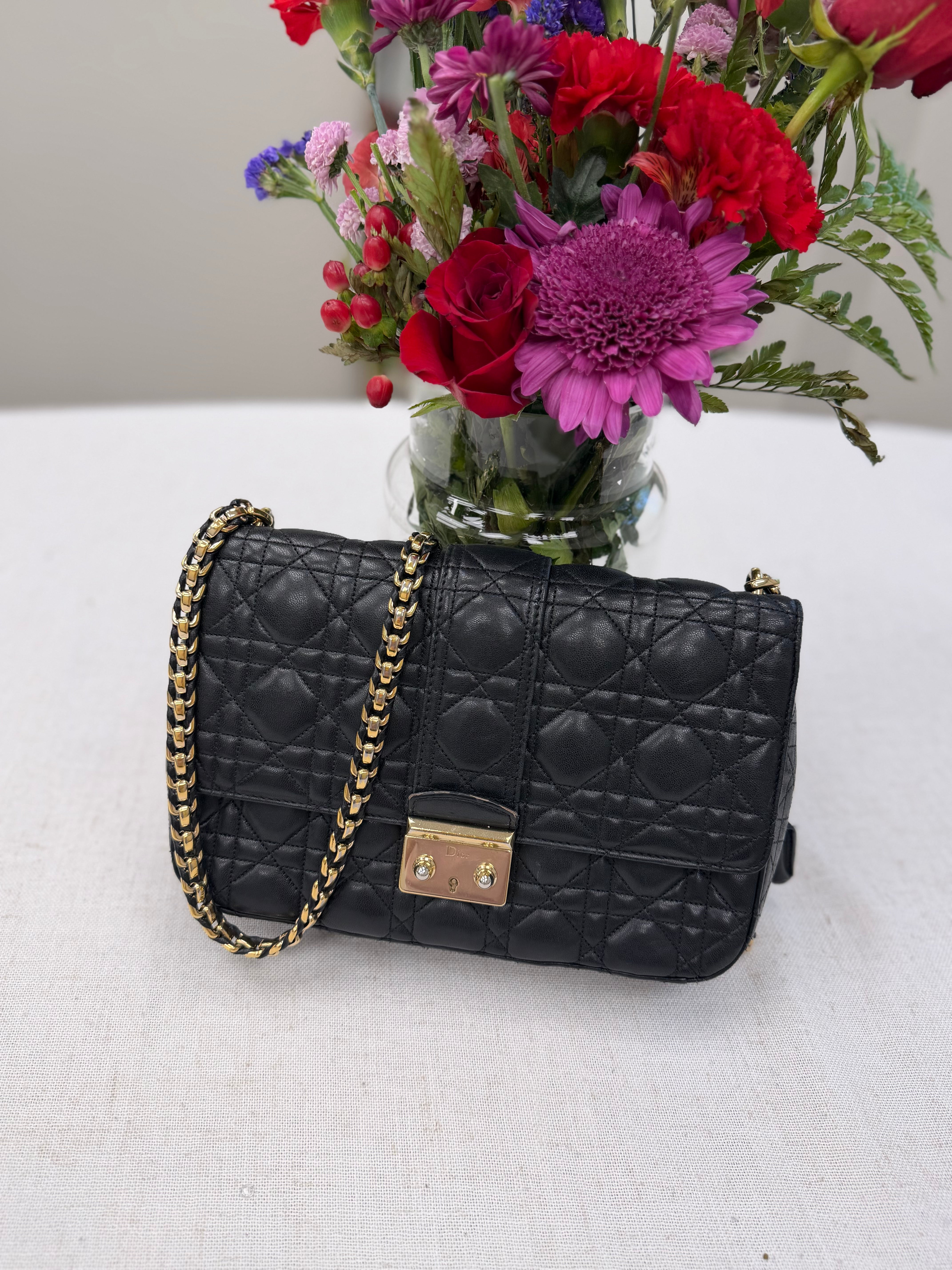 Christian Dior Black Quilted Leather Miss Dior Flap Bag