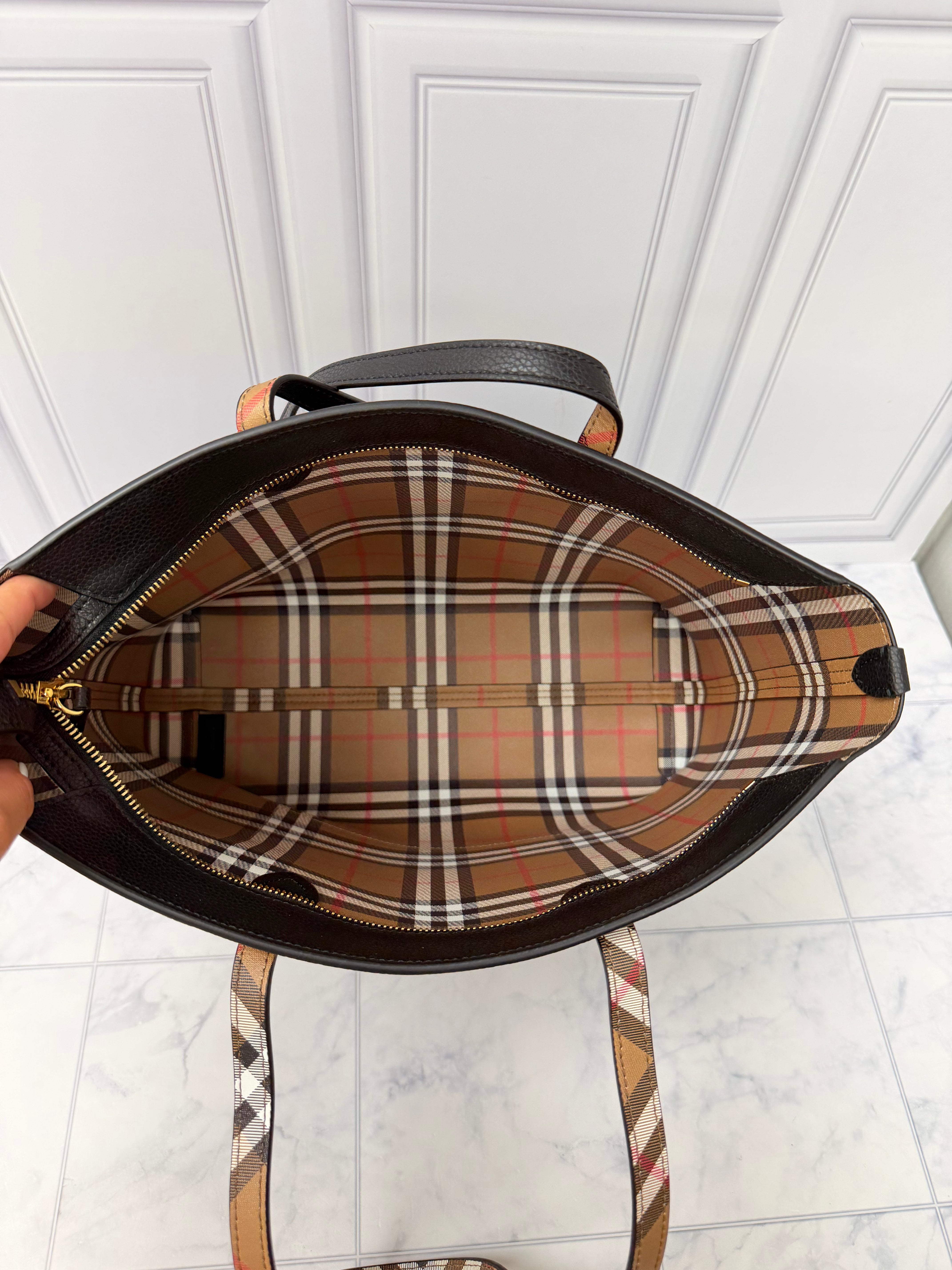 BRAND NEW - Burberry Black Grained Leather Tote Bag
