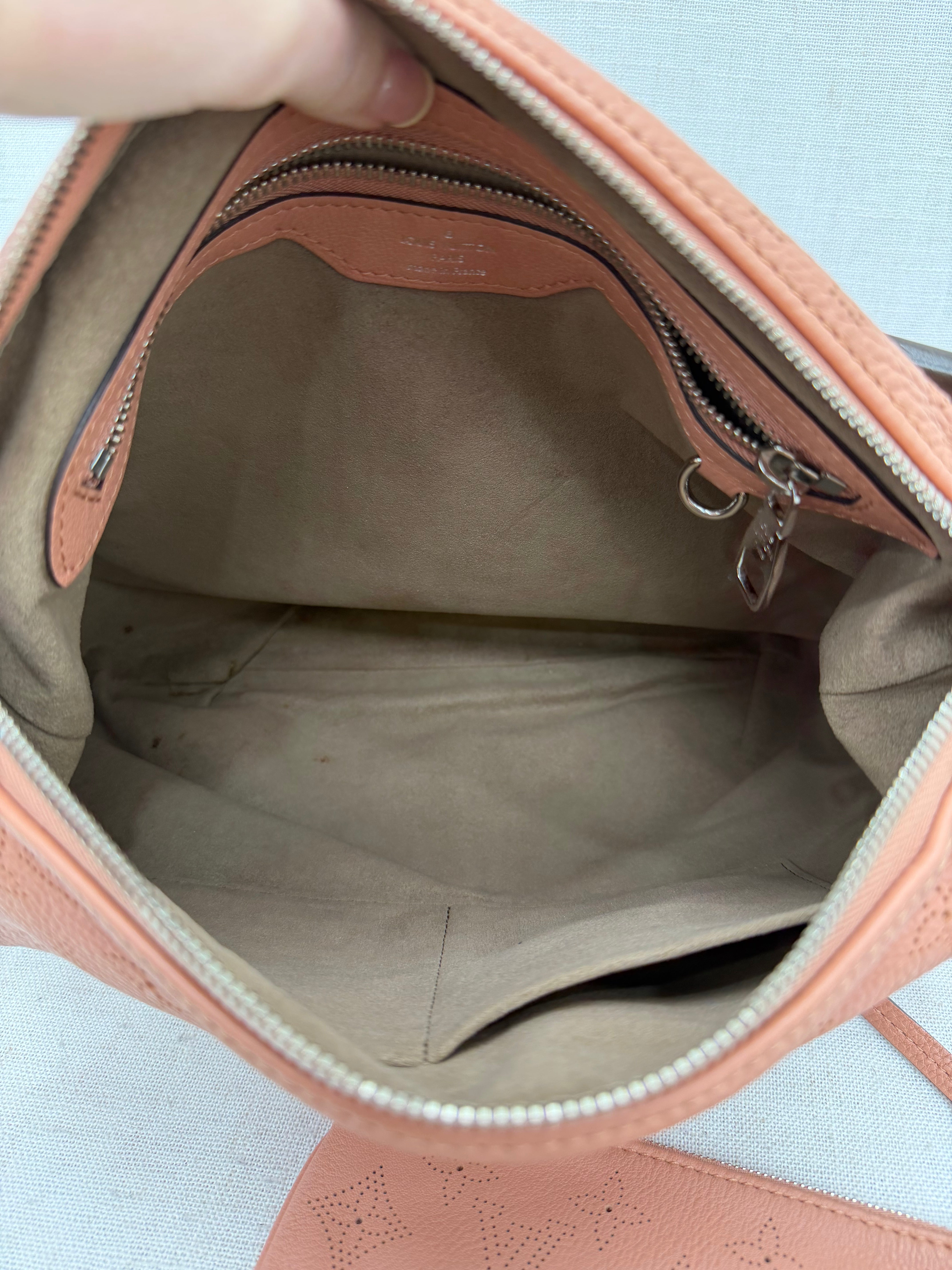 Louis Vuitton Rose Coral Mahina Leather Selene PM Hobo Bag