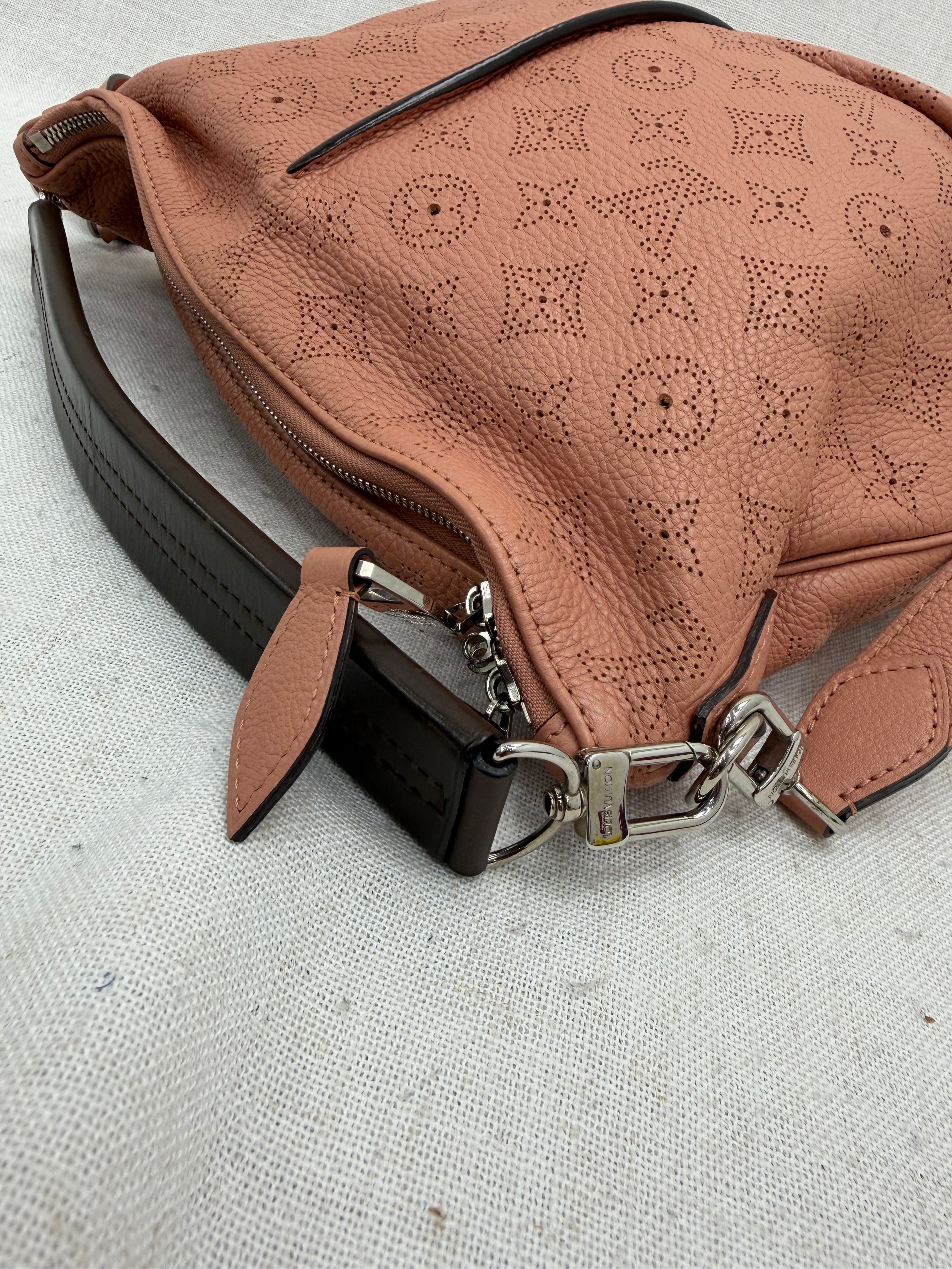 Louis Vuitton Rose Coral Mahina Leather Selene PM Hobo Bag