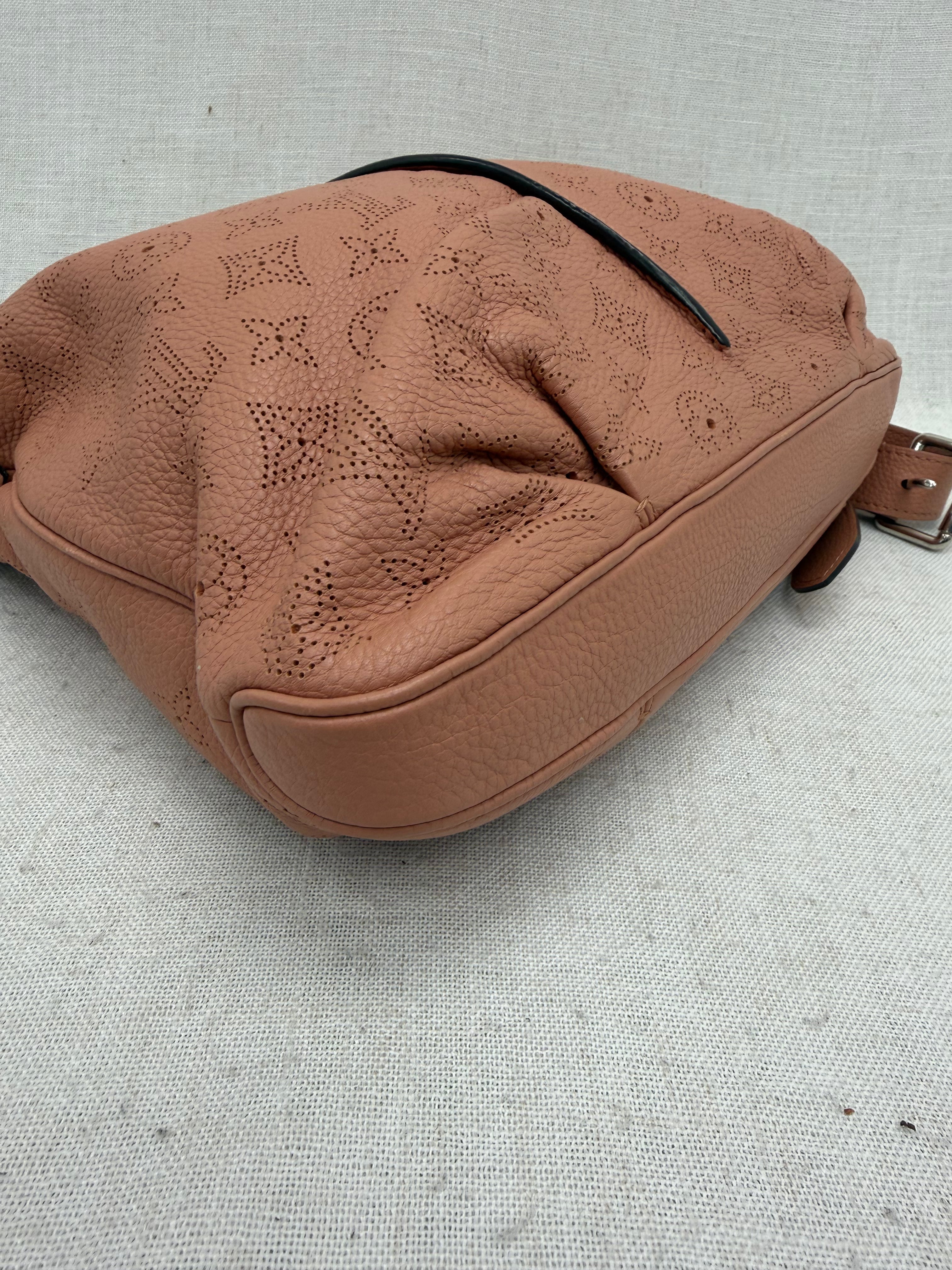 Louis Vuitton Rose Coral Mahina Leather Selene PM Hobo Bag
