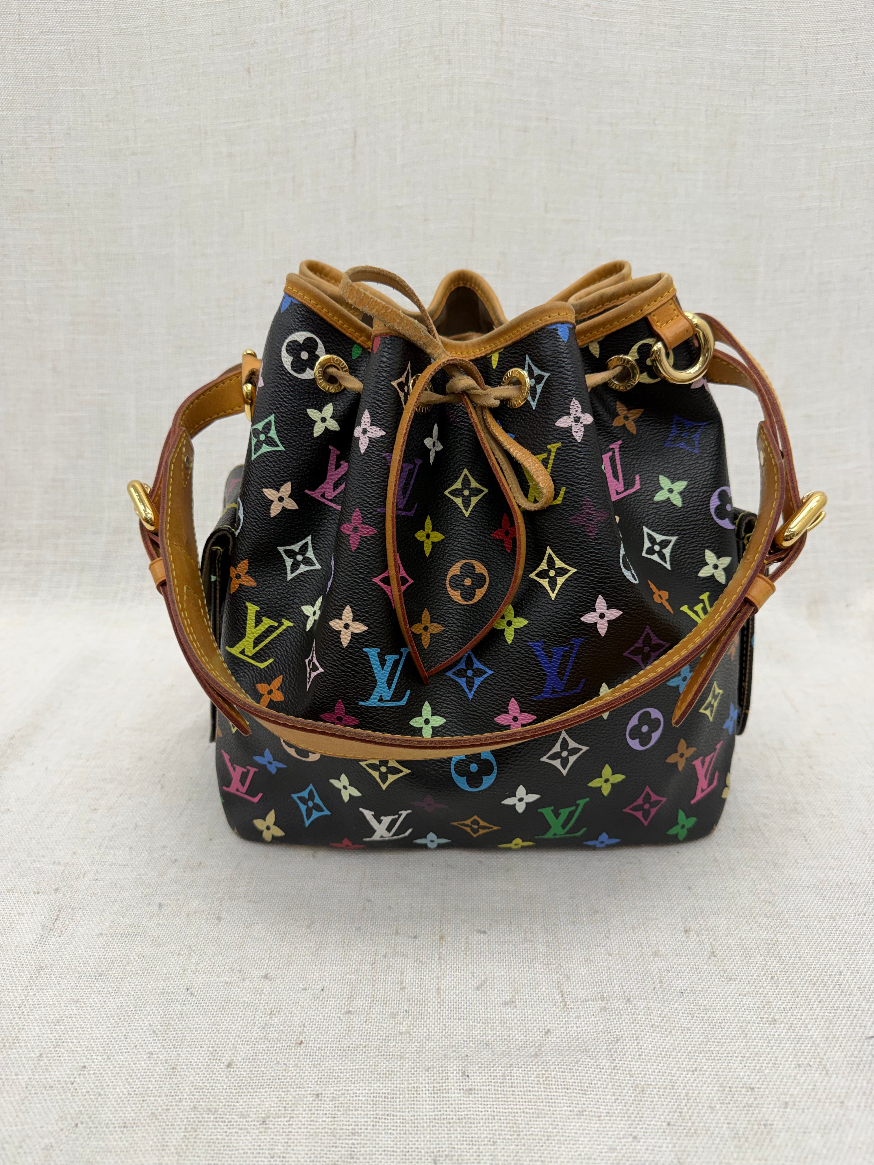 Louis Vuitton Black Multicolor Monogram Petit Noe Bucket Bag