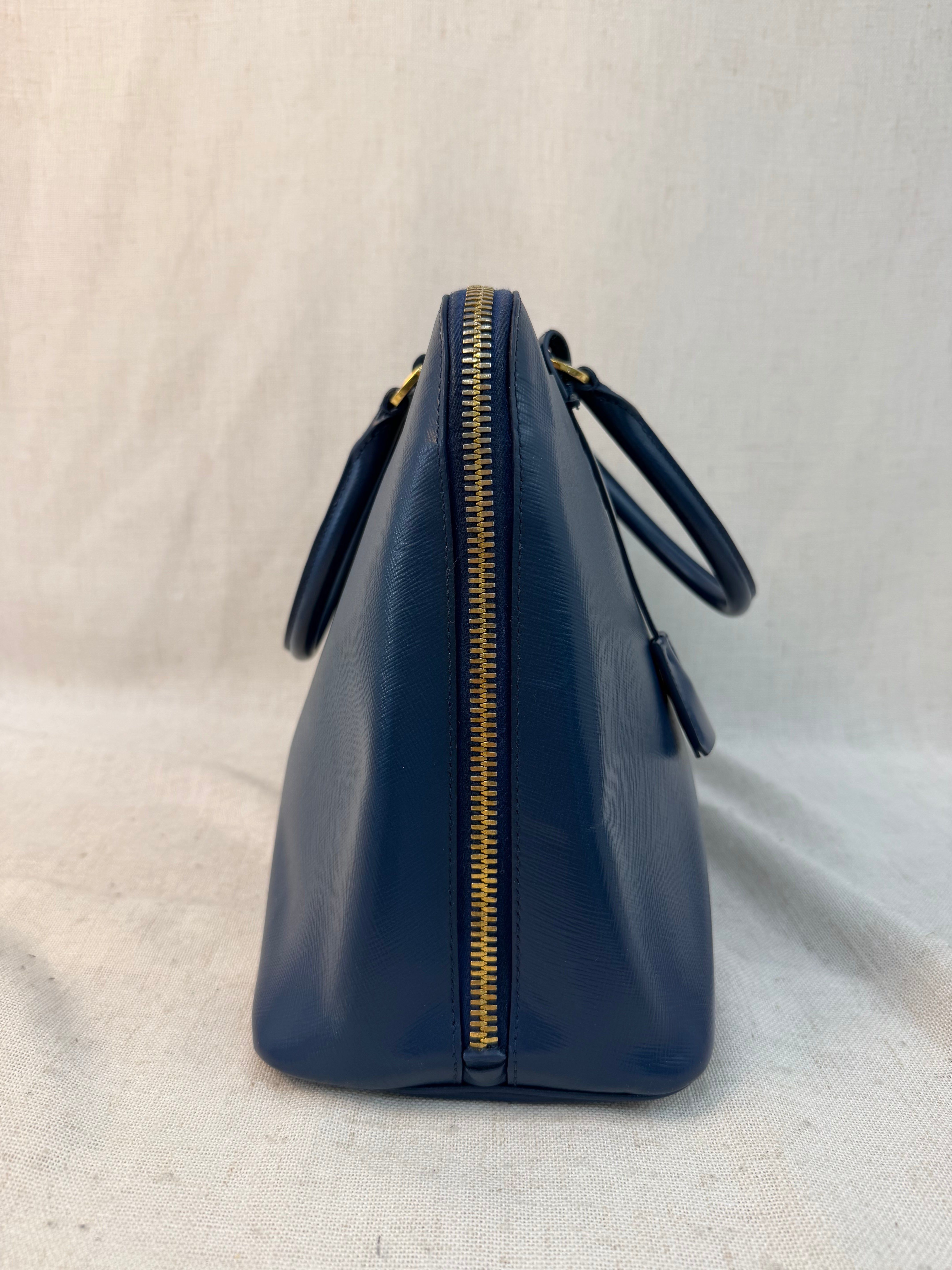 Prada Blue Saffiano Leather Promenade Tote Bag
