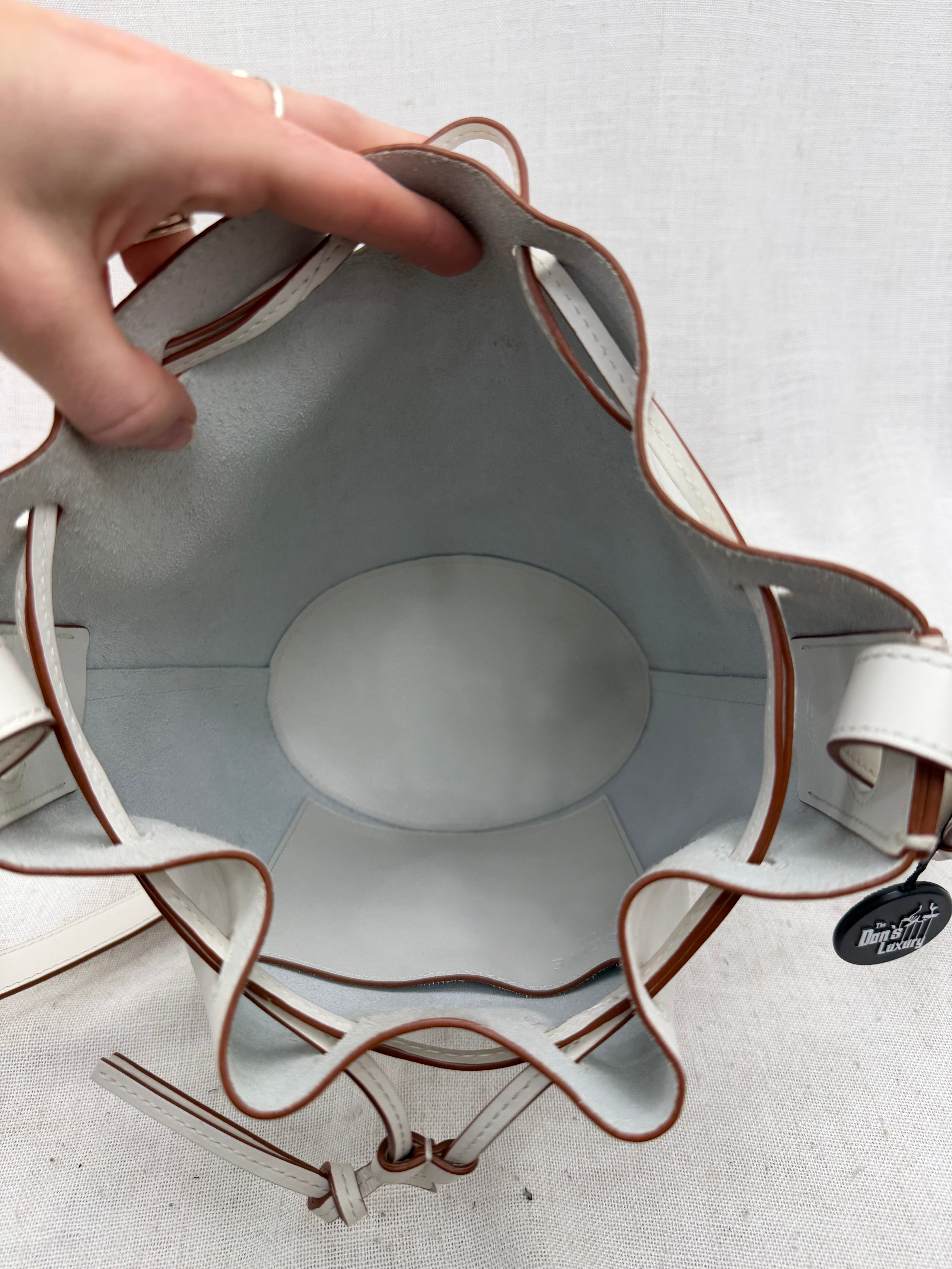 LIKE NEW- Loewe White Leather Small Balloon Bucket Bag