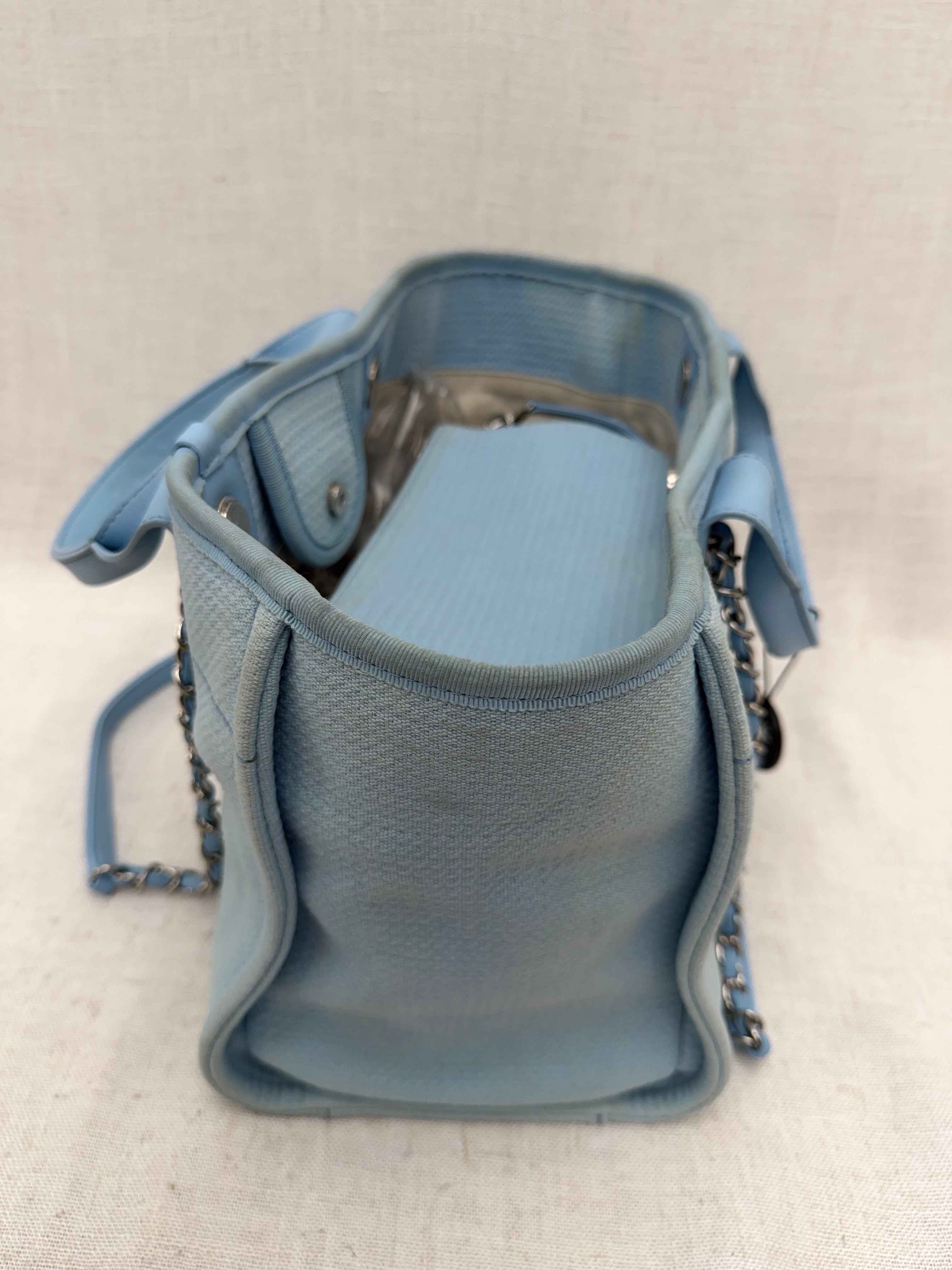 Chanel Sky Blue Mixed Fibers Small Deauville Tote