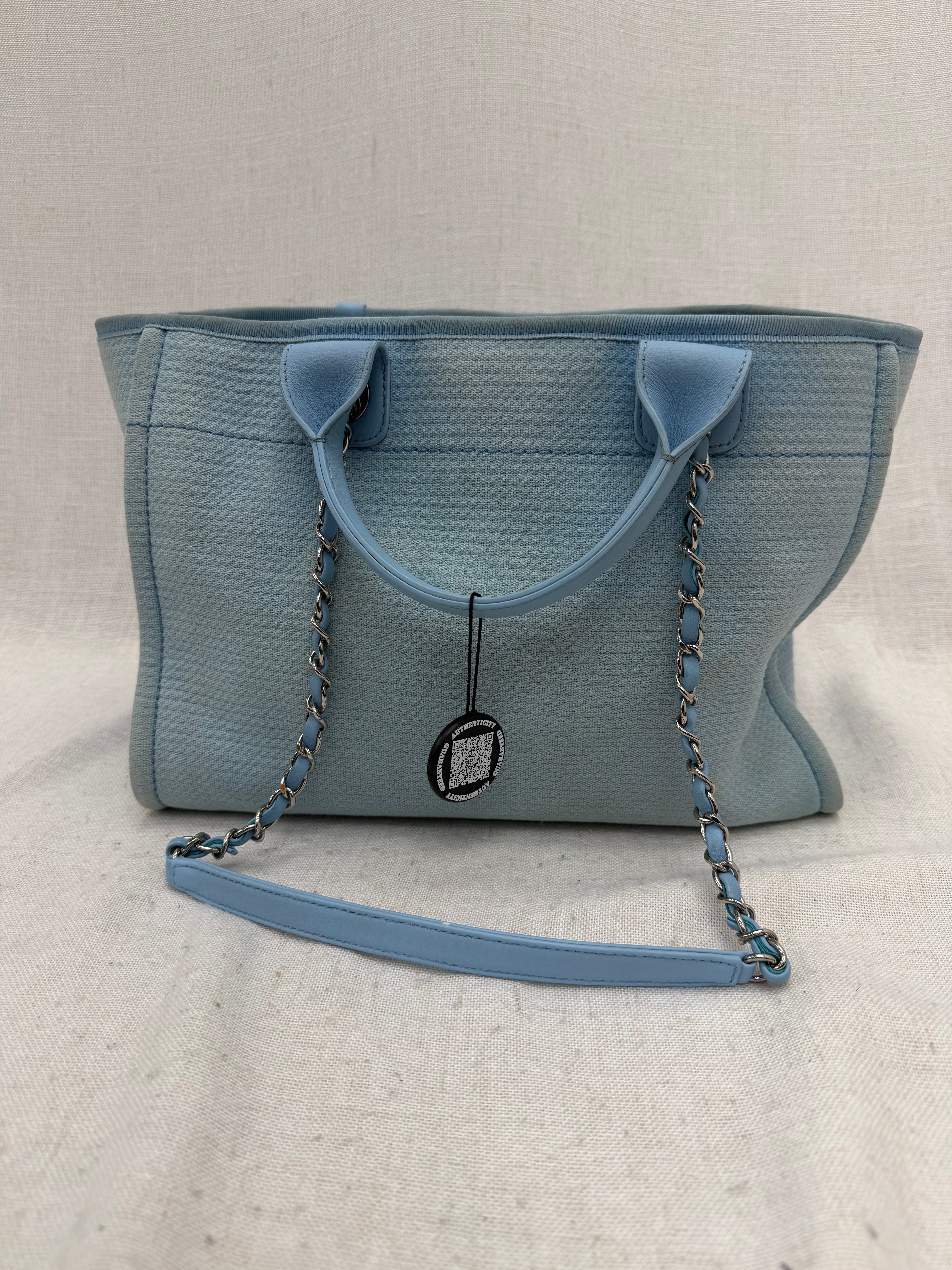 Chanel Sky Blue Mixed Fibers Small Deauville Tote