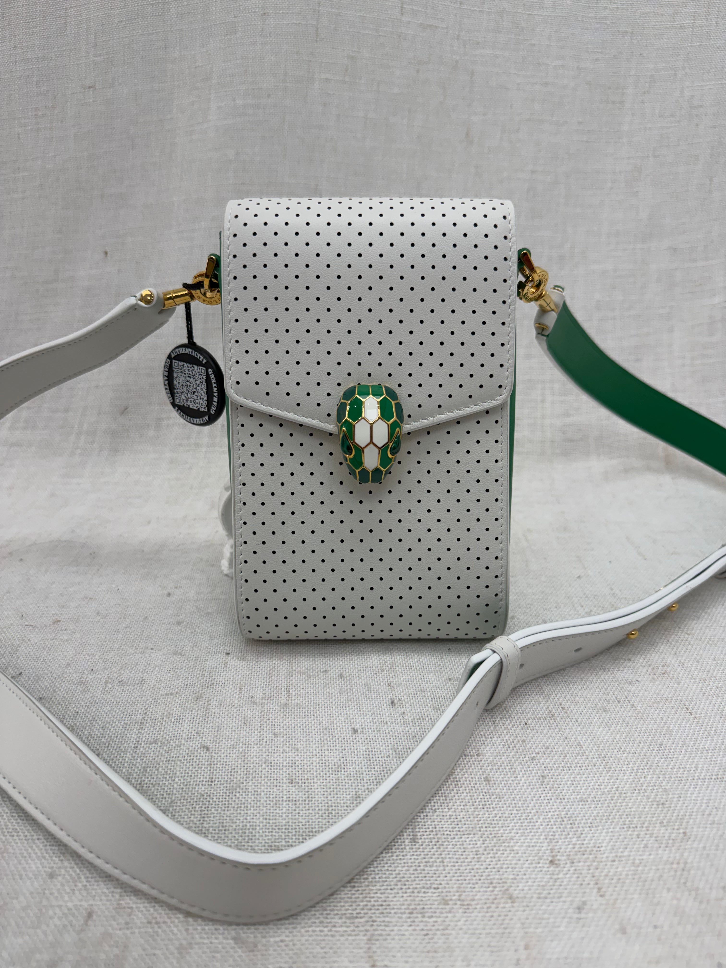 Bvlgari x Casablanca White & Green Calfskin Serpenti Forever Apres Tennis Pochette