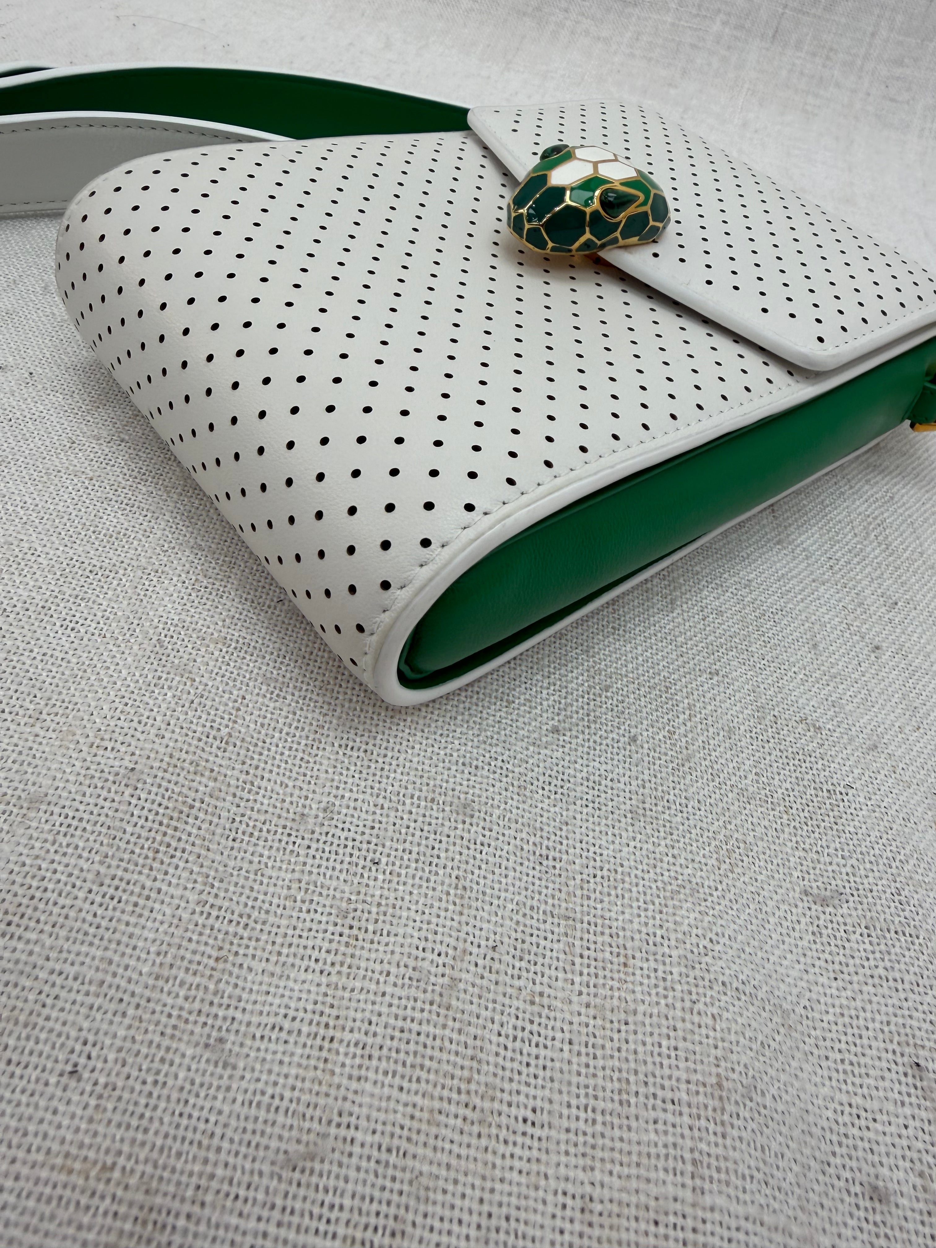 Bvlgari x Casablanca White & Green Calfskin Serpenti Forever Apres Tennis Pochette