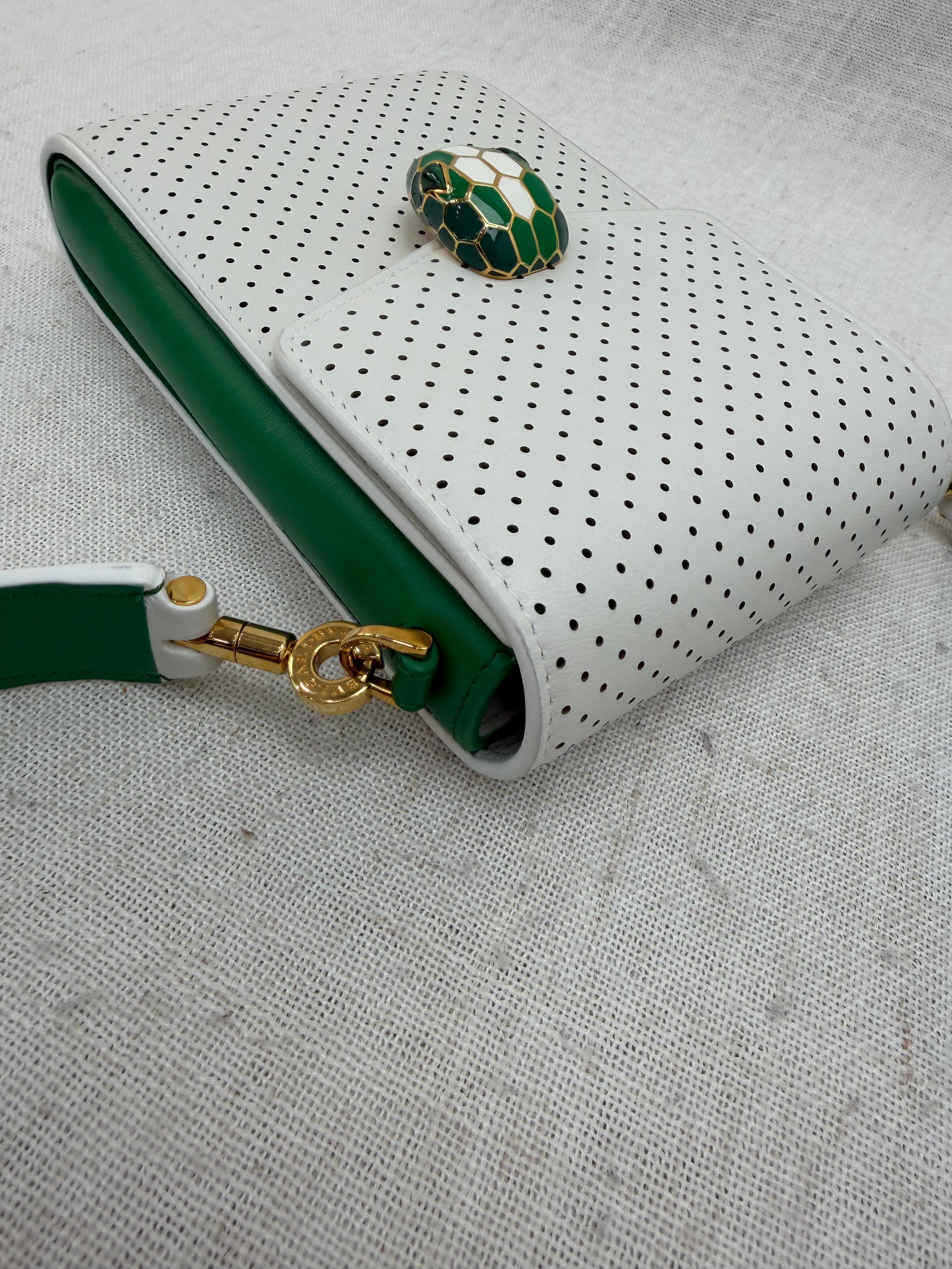 Bvlgari x Casablanca White & Green Calfskin Serpenti Forever Apres Tennis Pochette