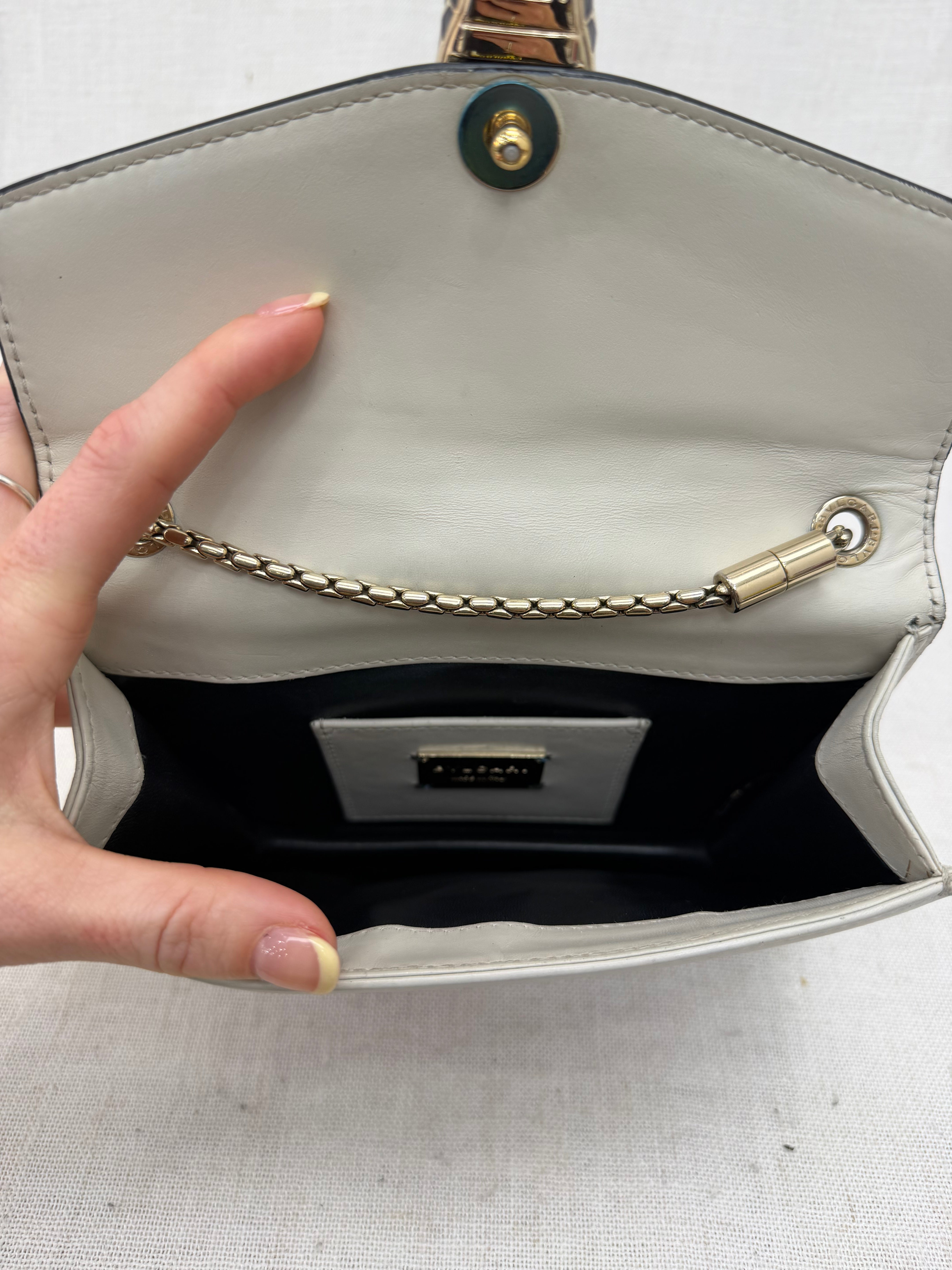 Bvlgari Beige Leather Serpenti Forever Small Floral Chain Bag