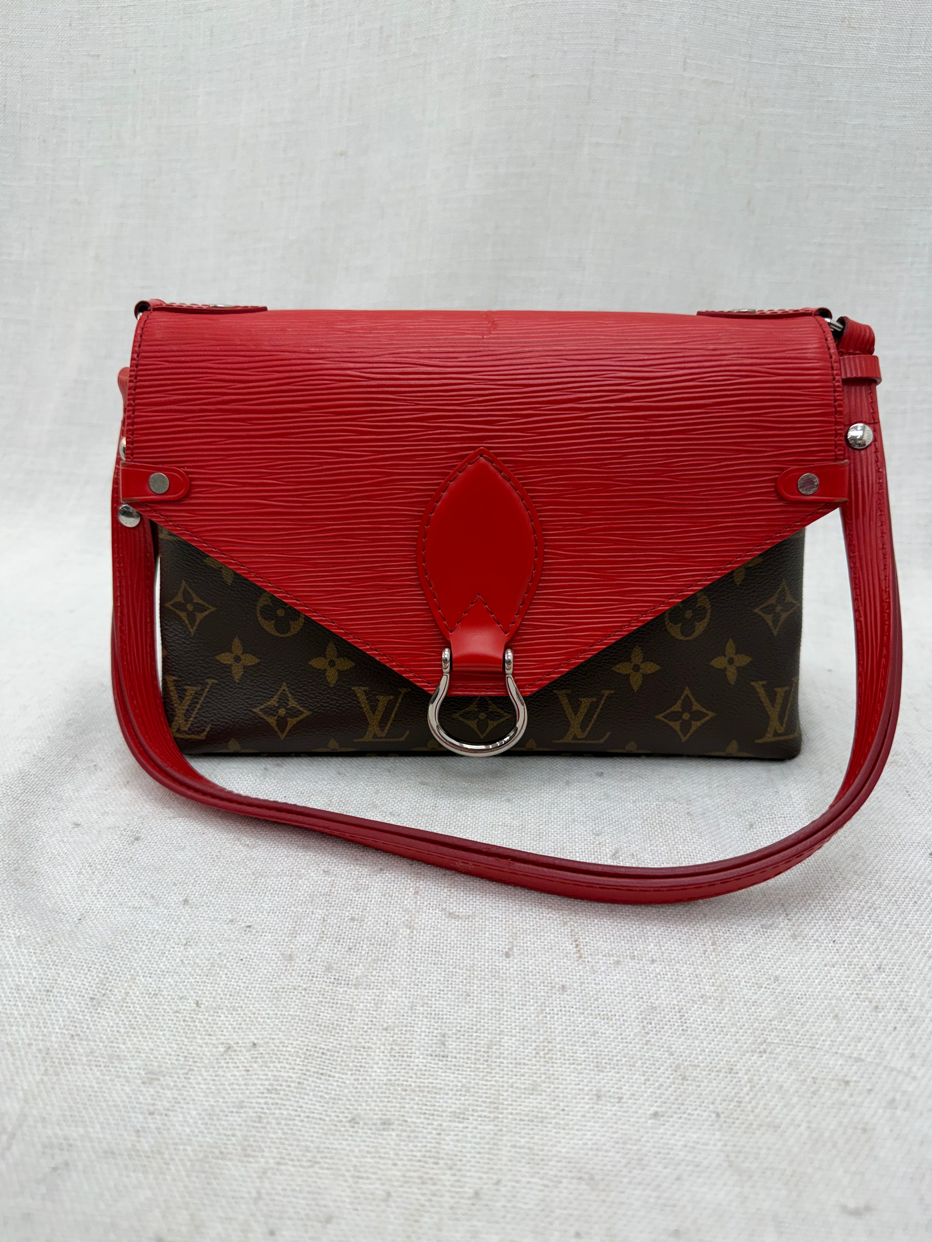 Louis Vuitton Monogram & Red Epi Saint Michel Shoulder Bag