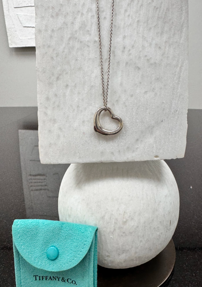 Tiffany & Co. Sterling Silver Large Open Heart Necklace