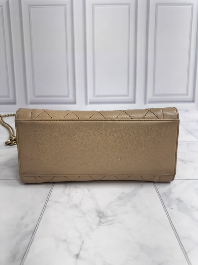 Chanel Beige Matelasse Label Click Small Shopping Tote Bag