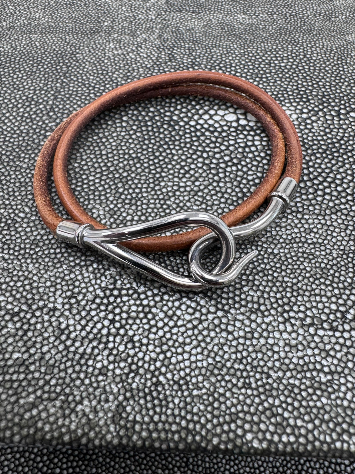 Hermes Brown Leather Jumbo Double Tour Bracelet