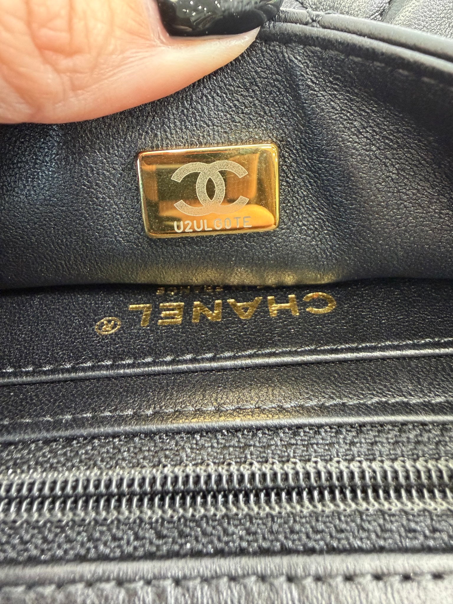 Chanel Black Lambskin Coco Hearts Square Mini Flap Crossbody