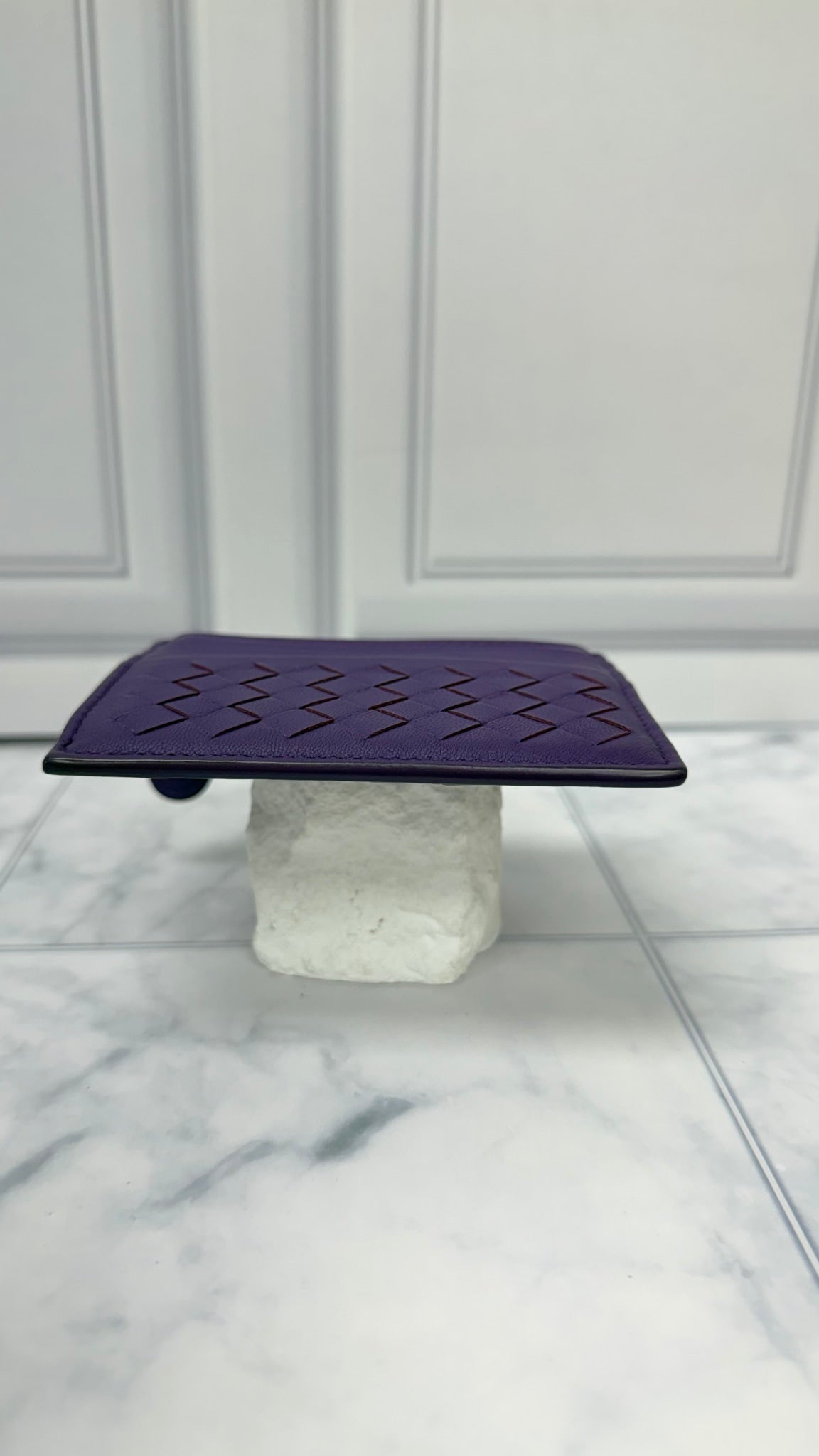 Bottega Veneta Purple Intrecciato Leather Zippy Card Holder