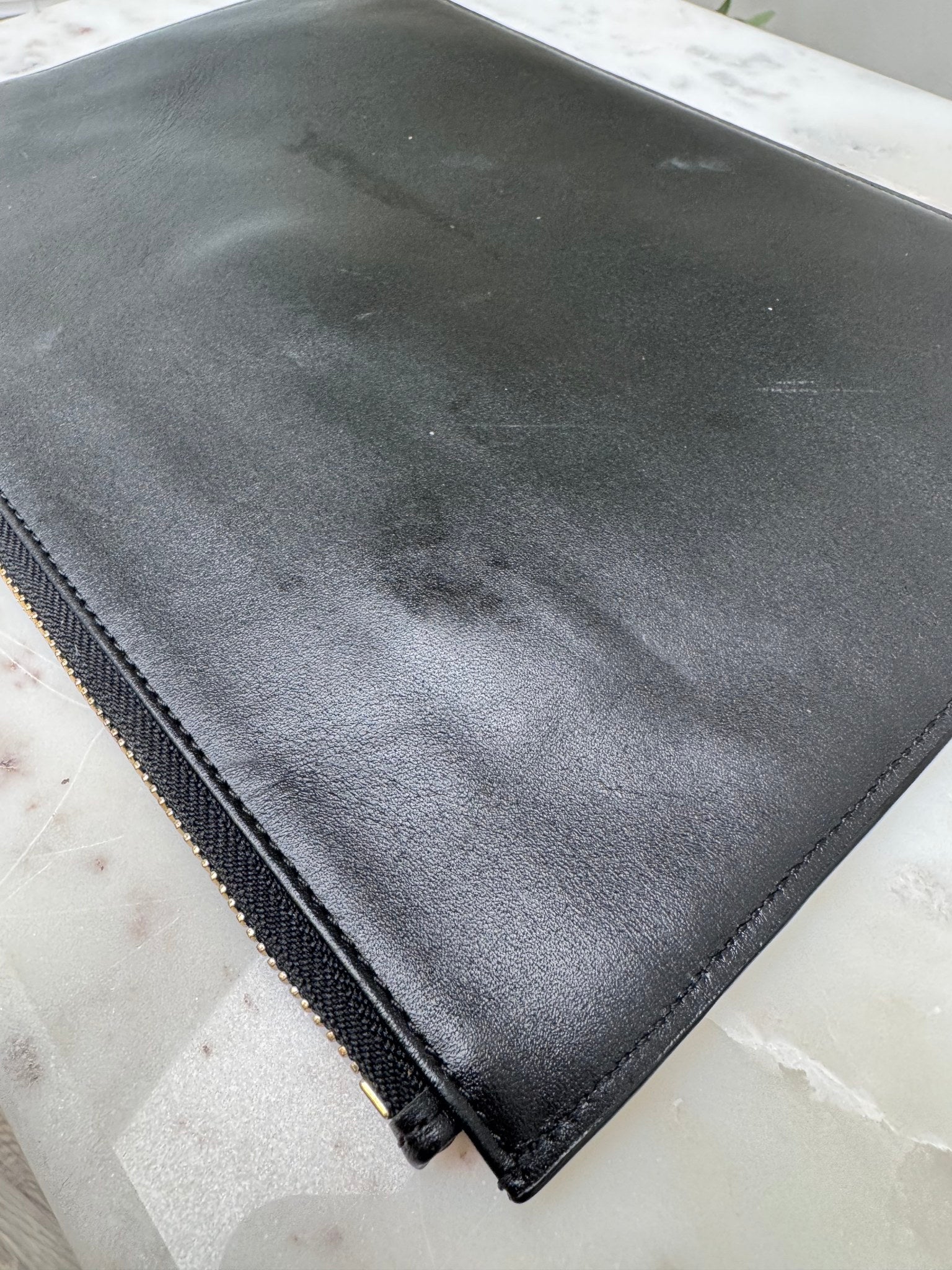 MCM Black Studded Snakeskin Clutch
