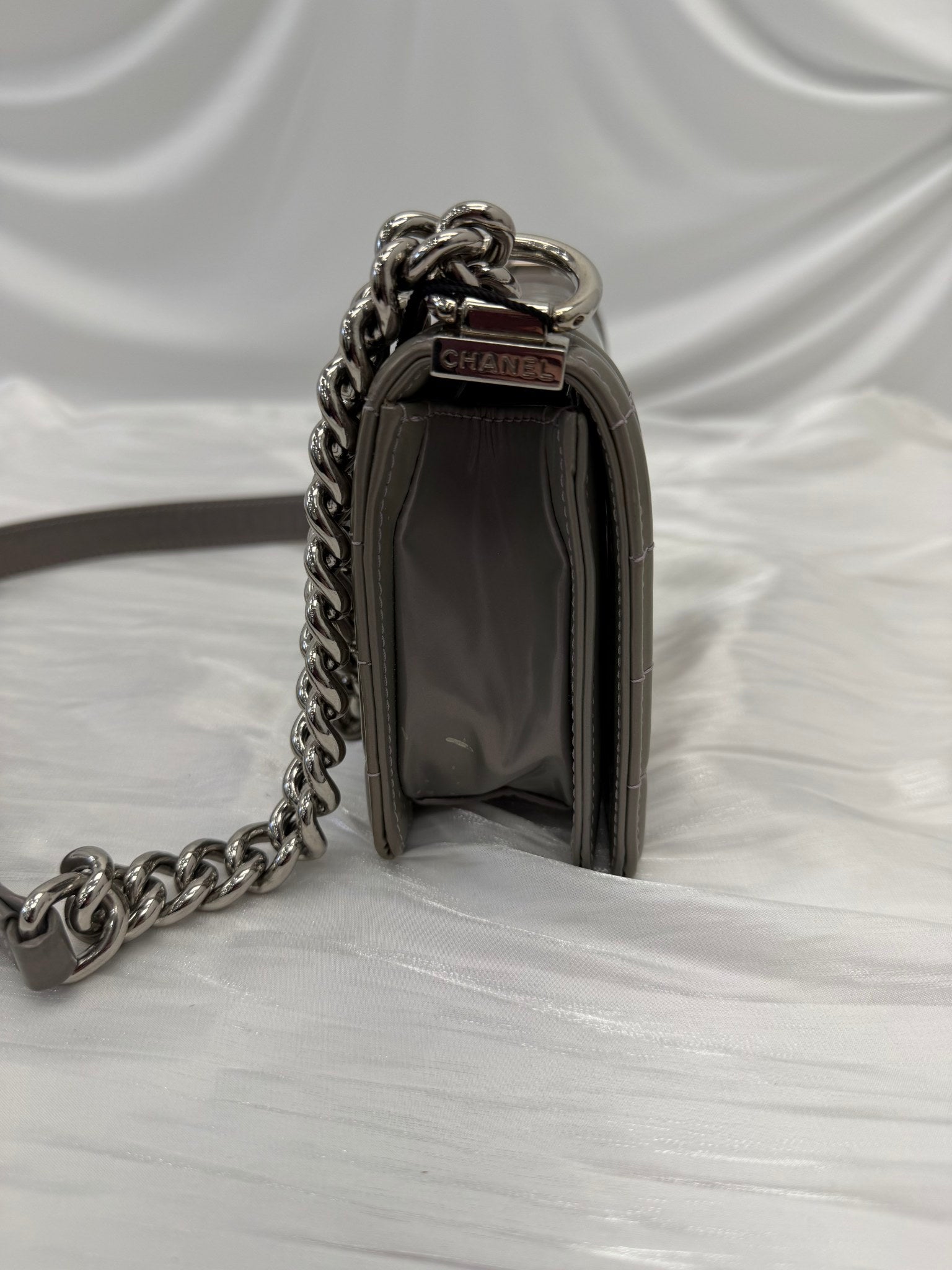 Chanel Iridescent Patent Leather Small Reverso Boy Bag