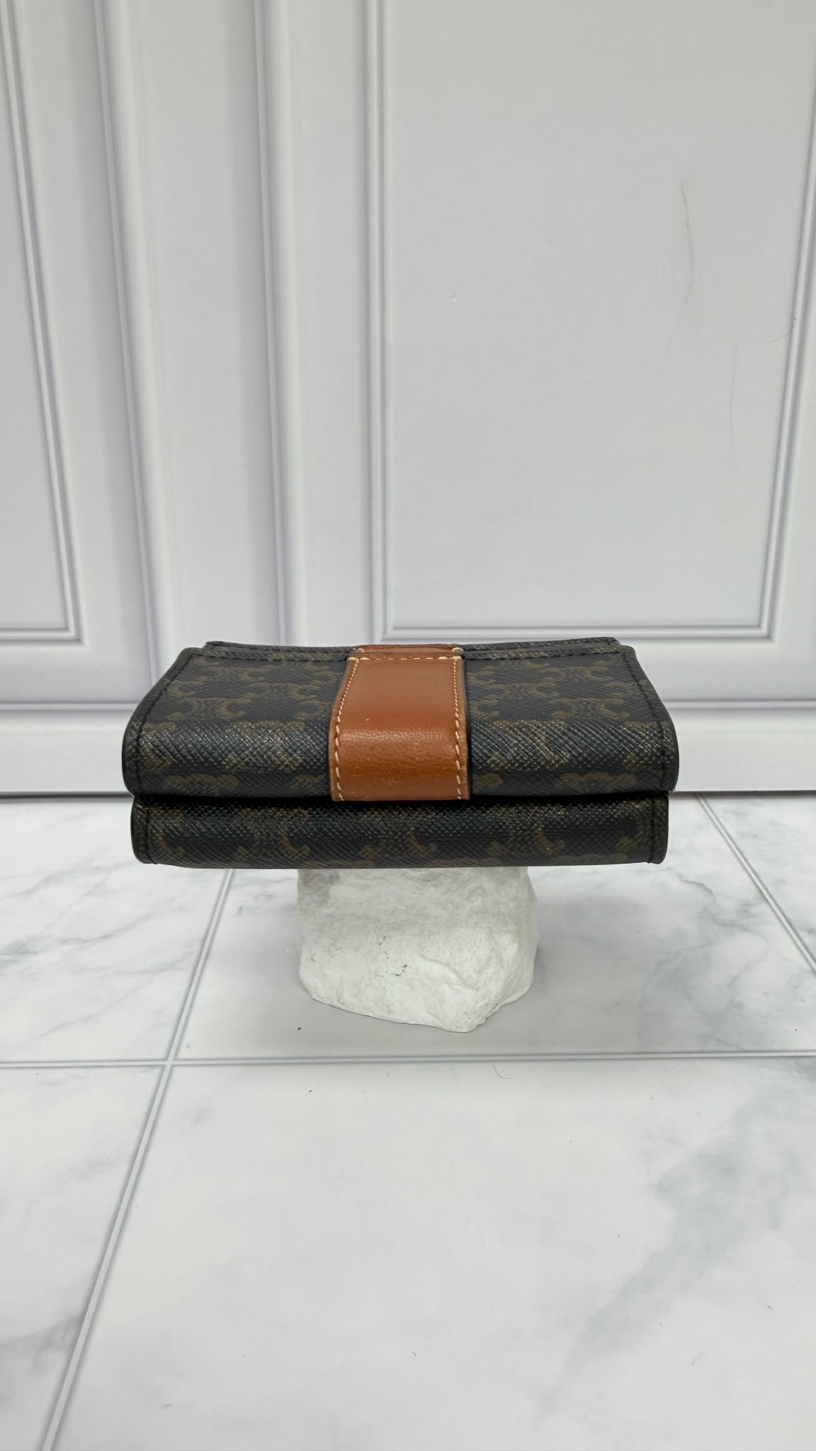 Celine Brown Canvas Small Triomphe Trifold Wallet