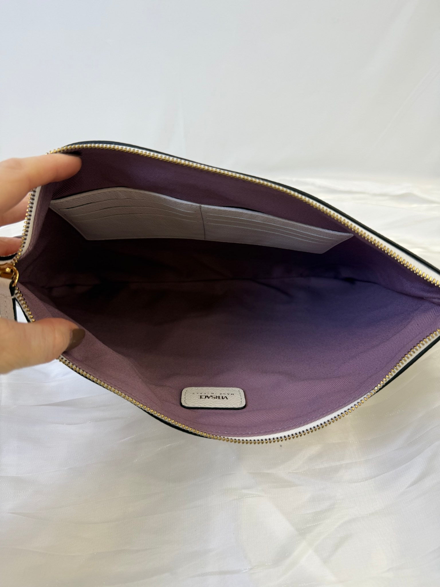 Versace White Leather Pouch With Strap