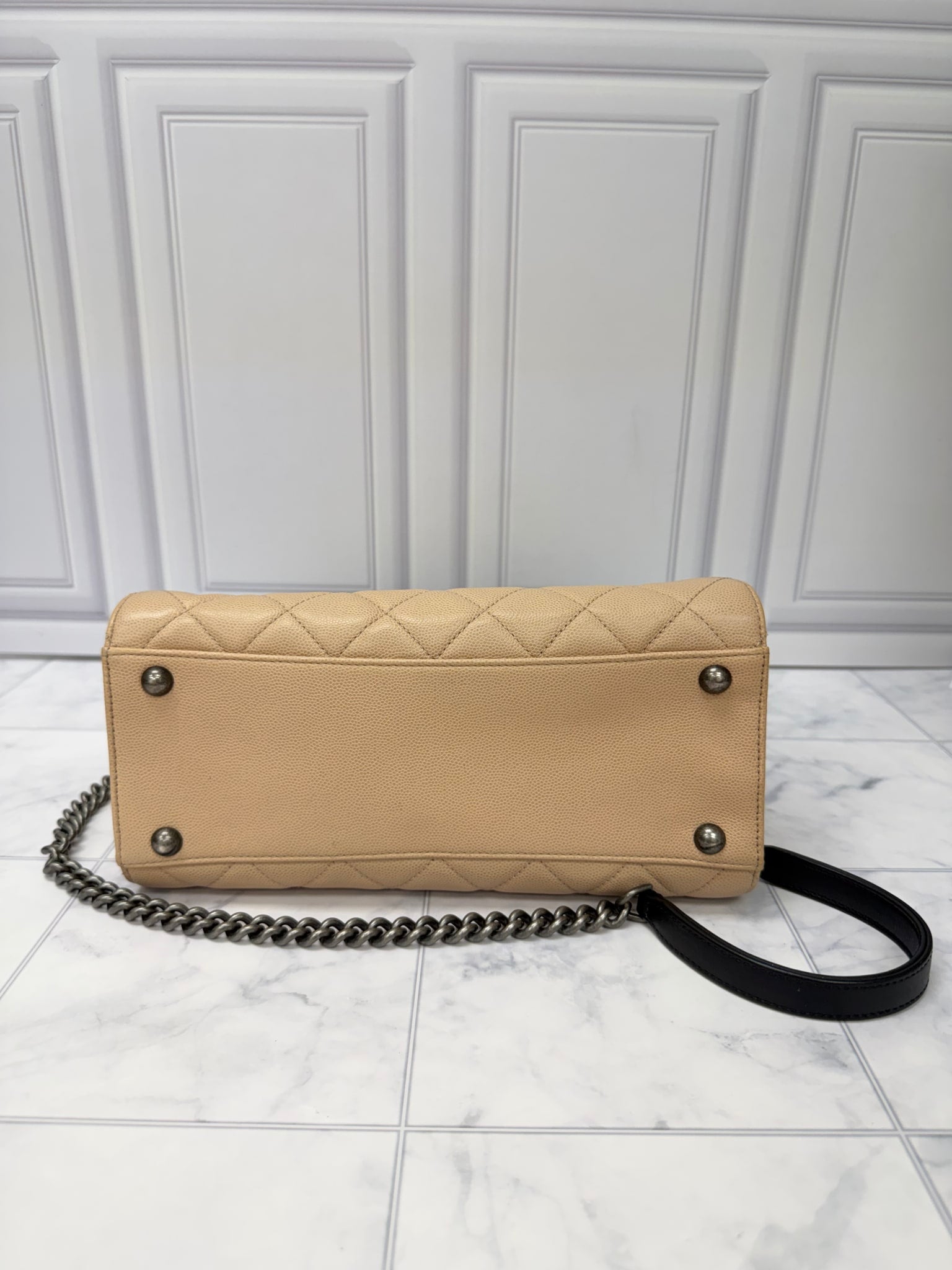 Chanel Beige Caviar Leather Bucket Bag
