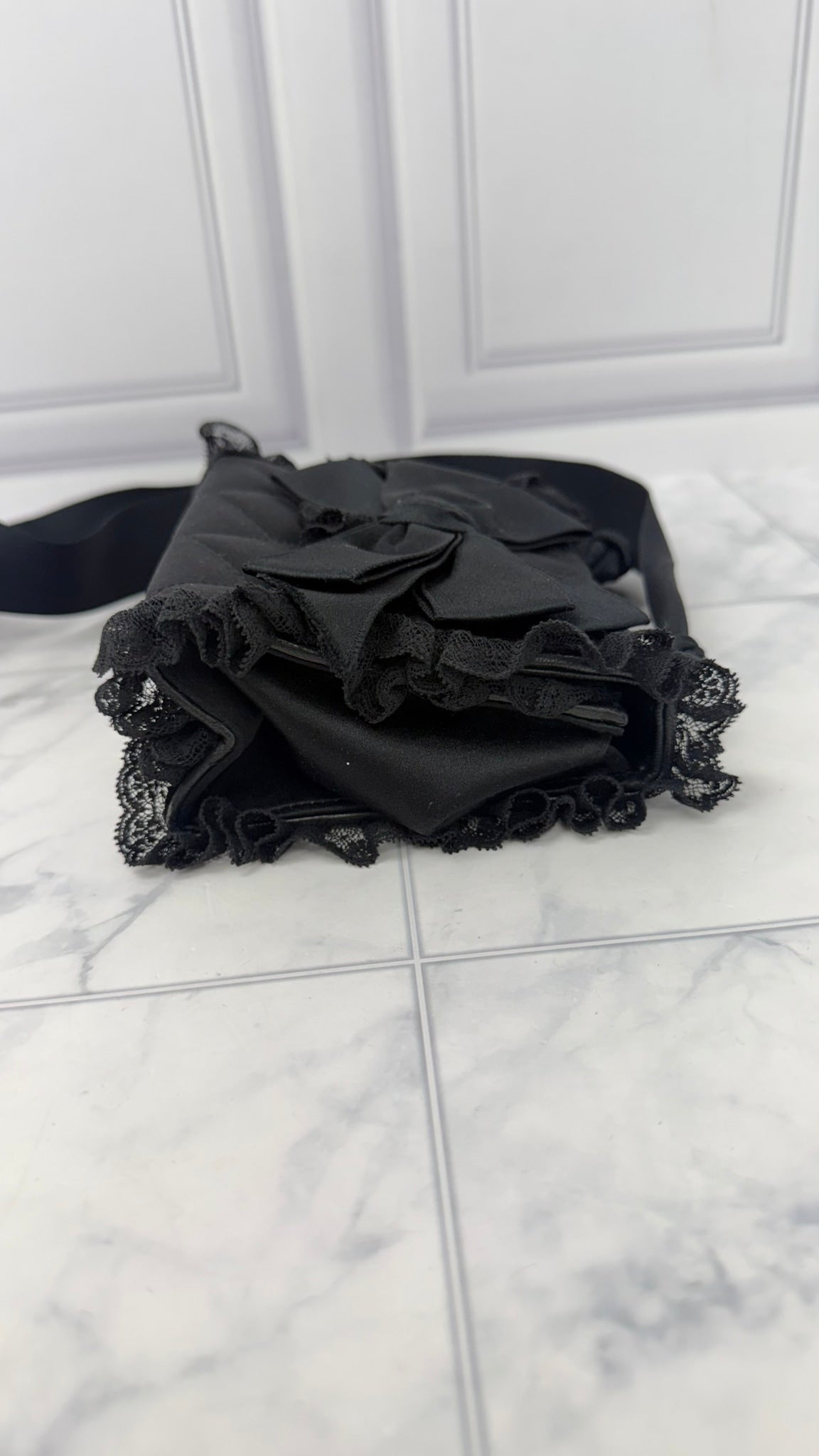 Chanel Black Satin Bow Crossbody Bag