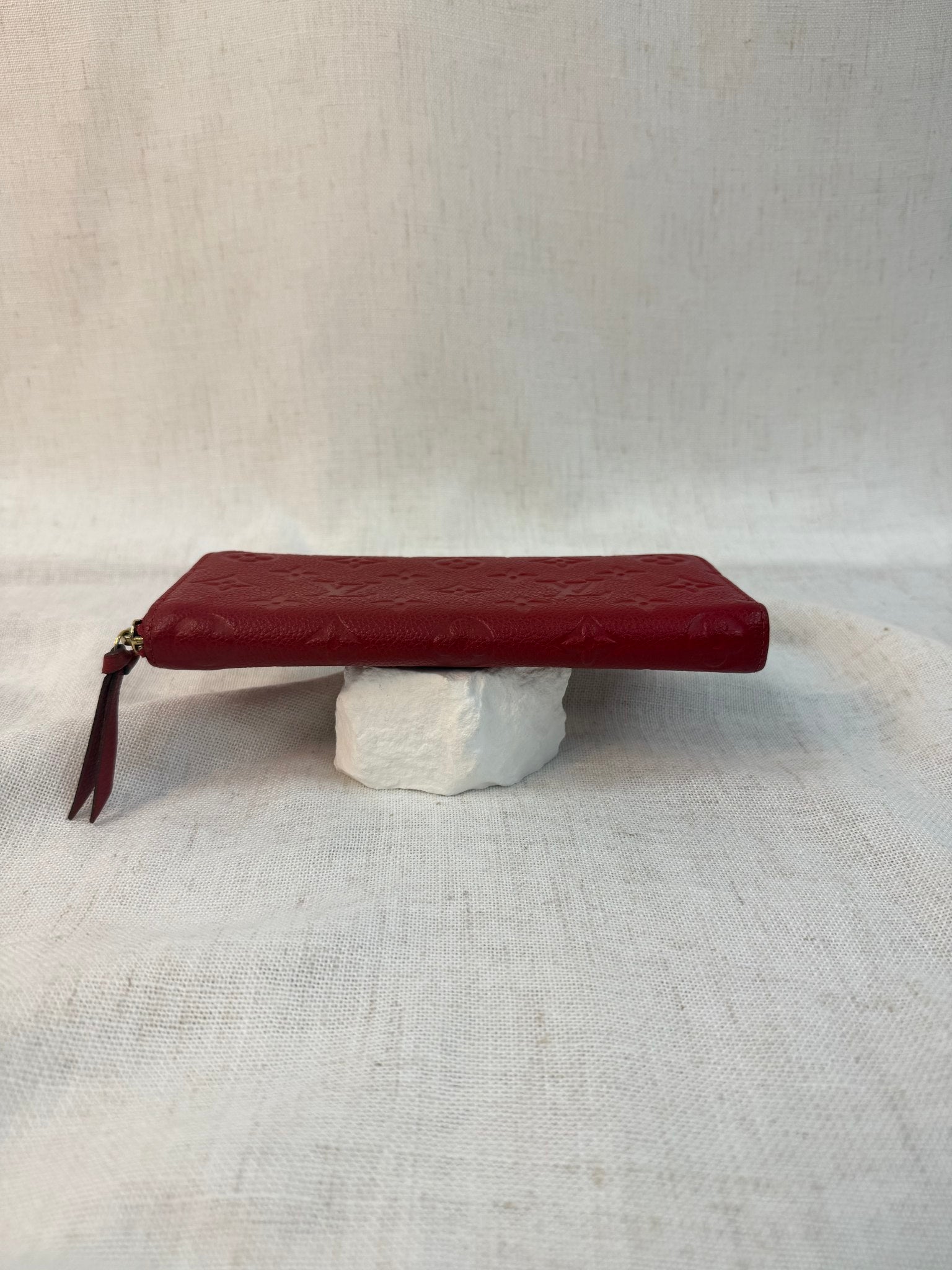 Louis Vuitton Red Leather Clemence Zippy Wallet