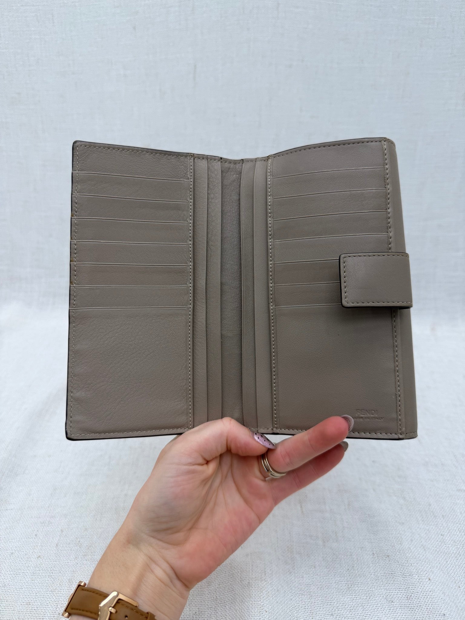 Fendi Tan Leather Peekaboo Long Wallet