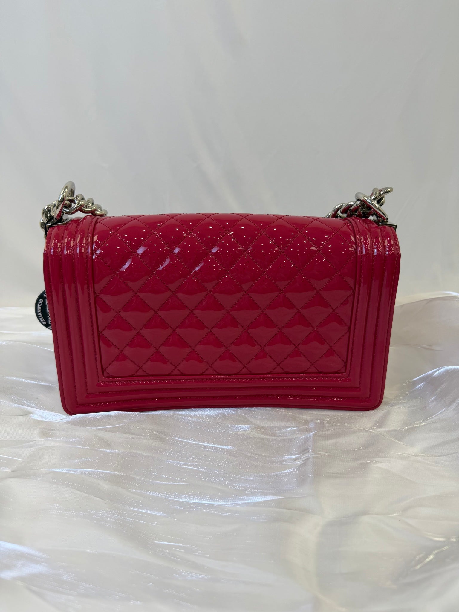 Chanel Pink Patent Leather Boy Flap Bag
