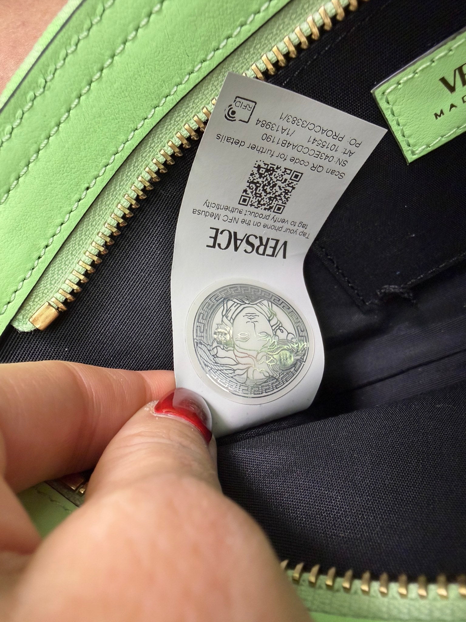 BRAND NEW- Versace Green & White Plaid Medusa Crossbody