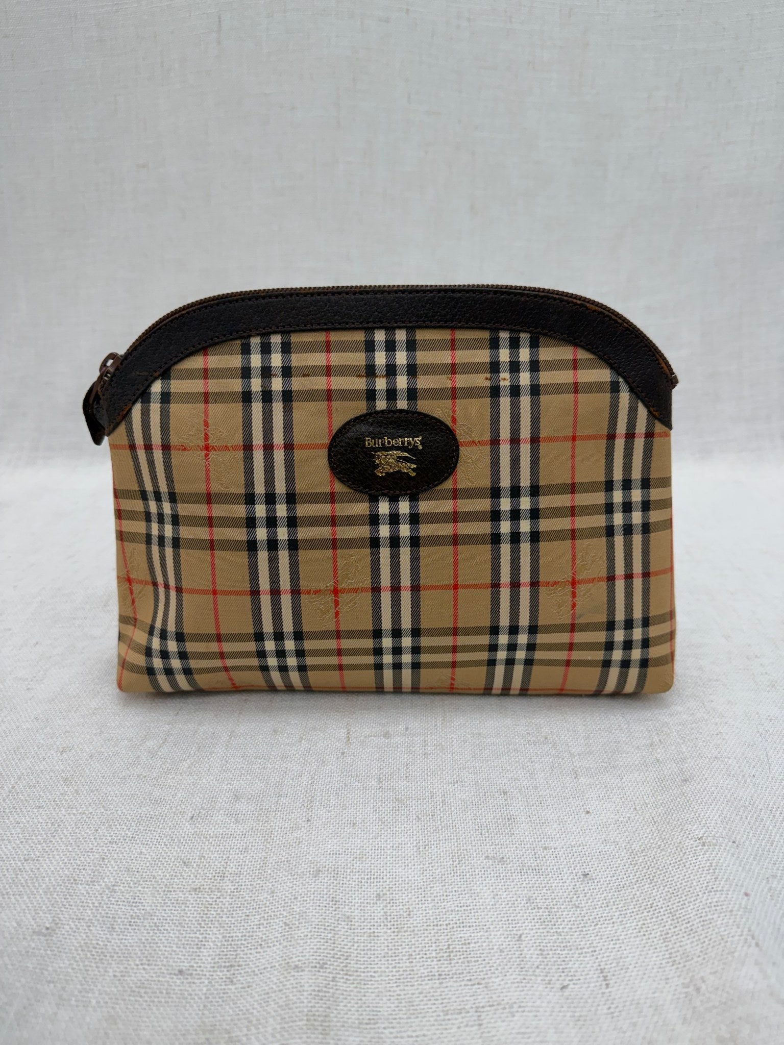 Burberry Vintage Tan Nova Check Cosmetic Bag
